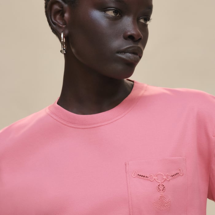 Rose Sorbet Embroidered Pocket Flared Dress
