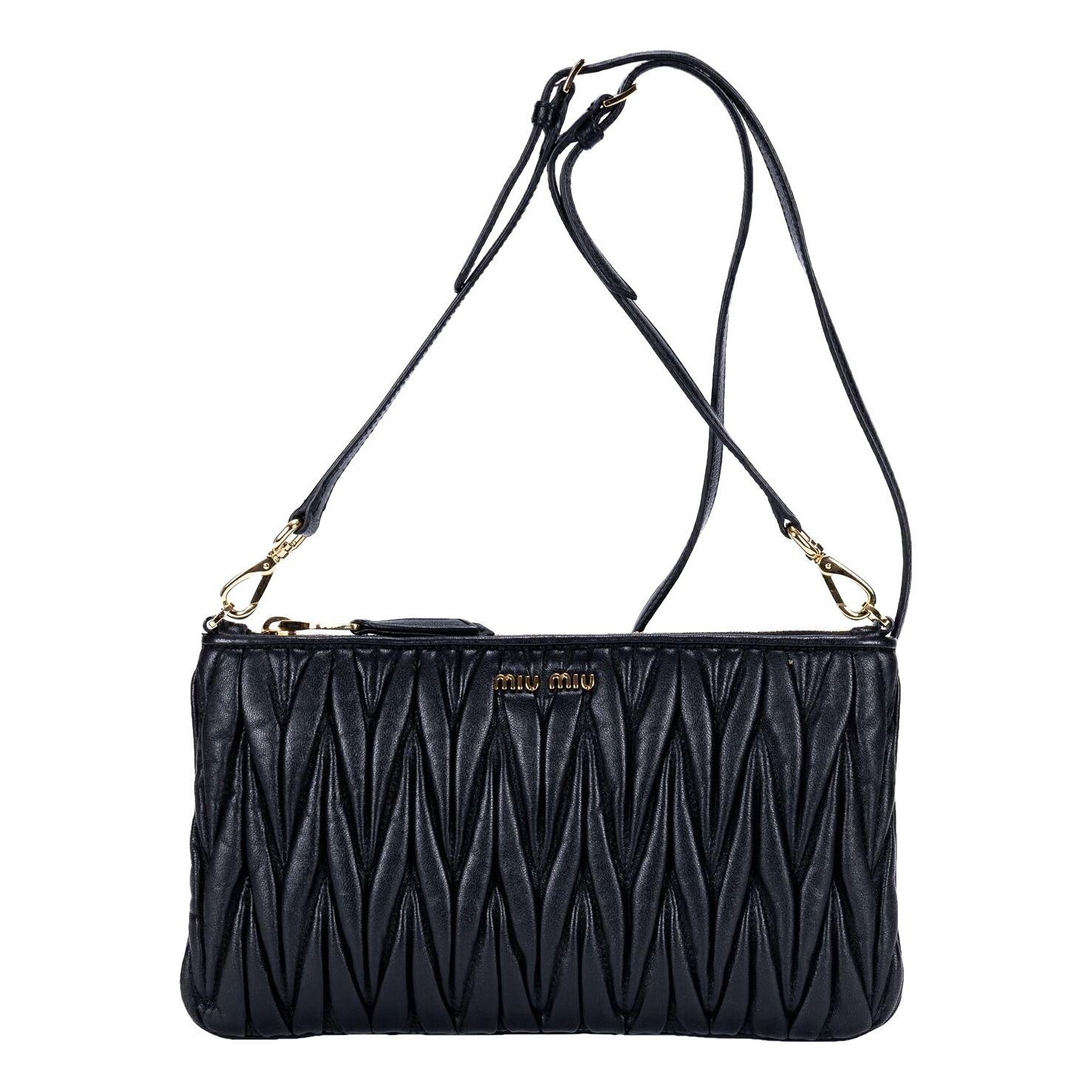 Matelassé leather clutch bag