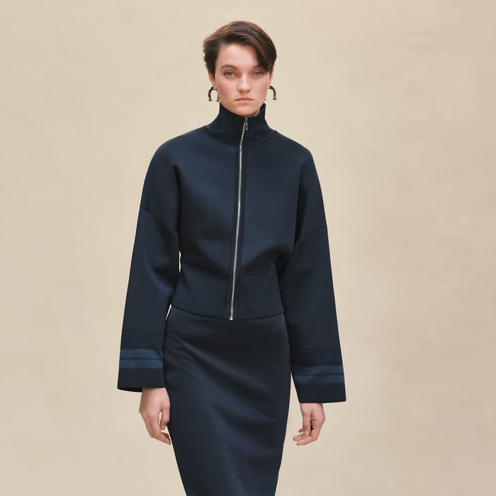 Bleu Noir Zipped Bicolor Jacket