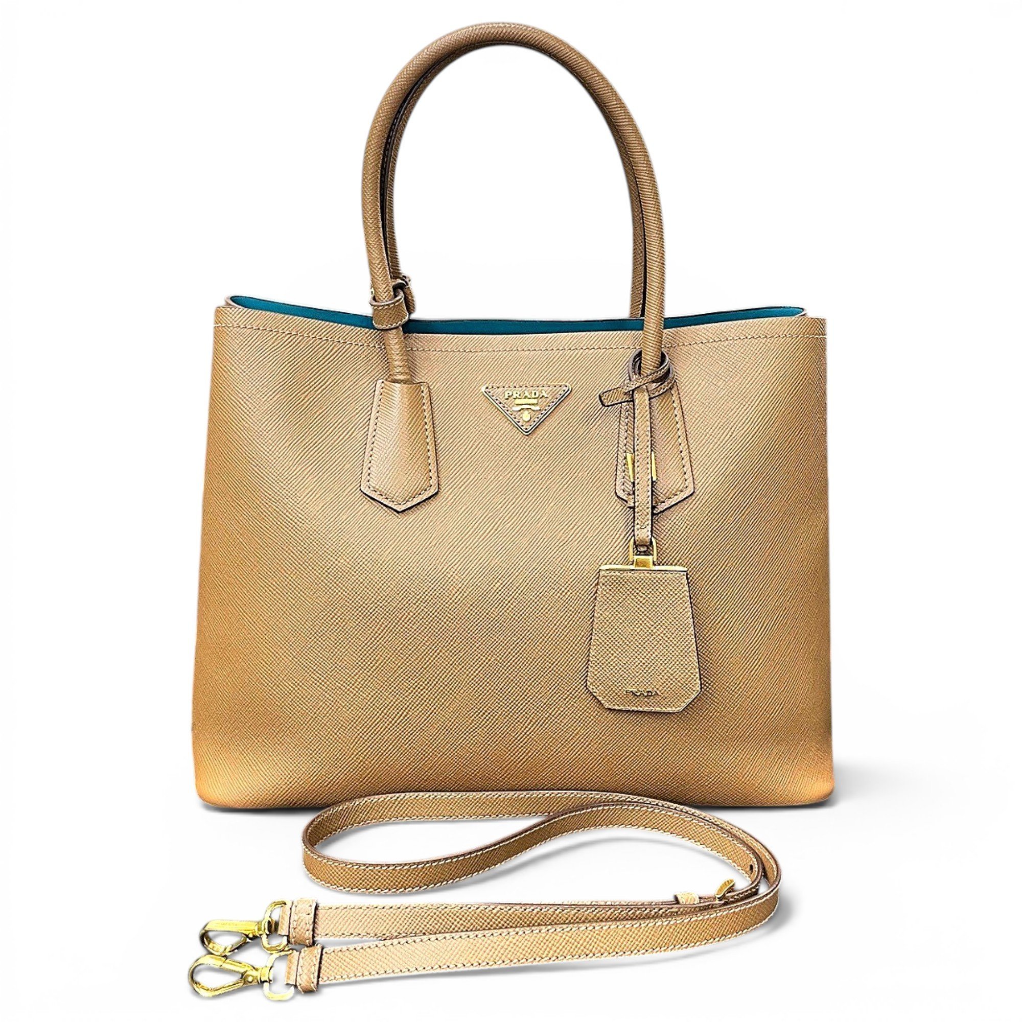 Double leather handbag