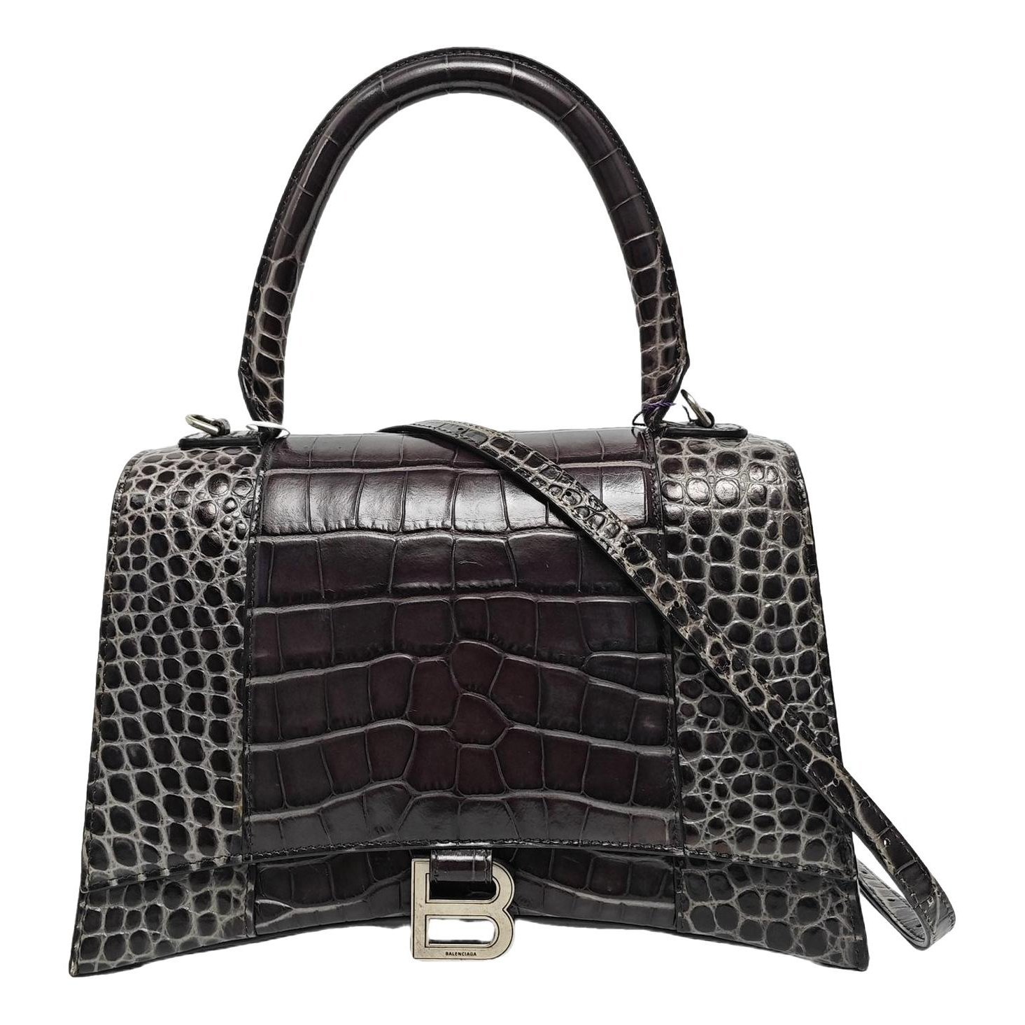 Hourglass leather handbag