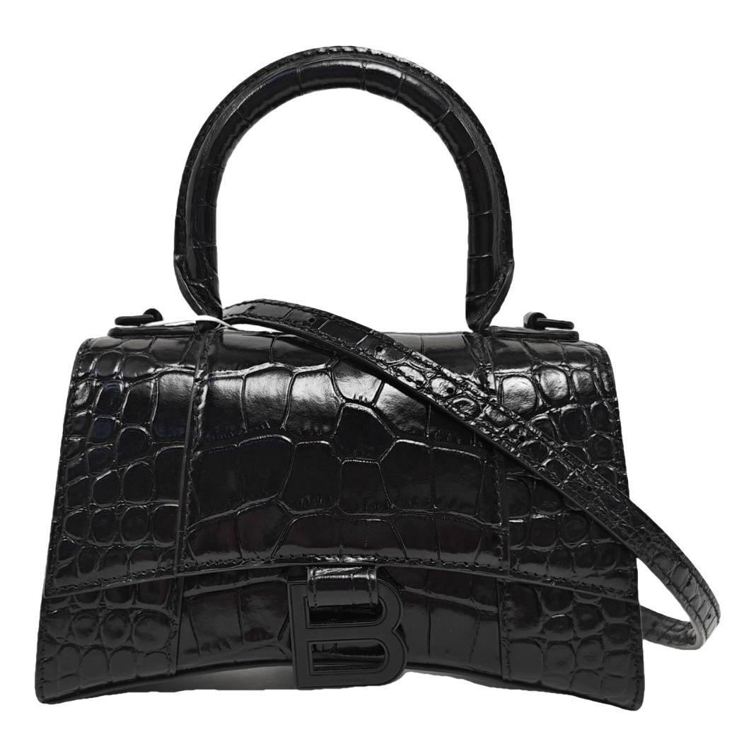 Hourglass leather handbag
