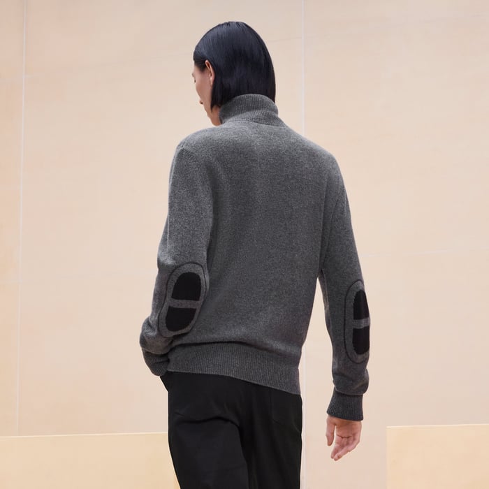 Anthracite Cashmere "Maillon Chaine d'Ancre" Full-zip Jacket
