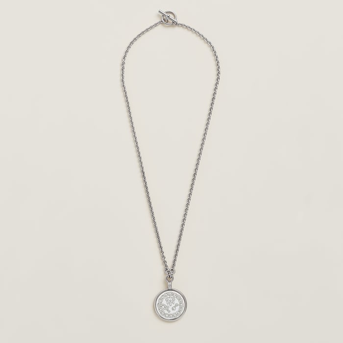 Orfèvre Blanc Platine Blanc Medaille Chaines Et Gris-gris Necklace, Small Model