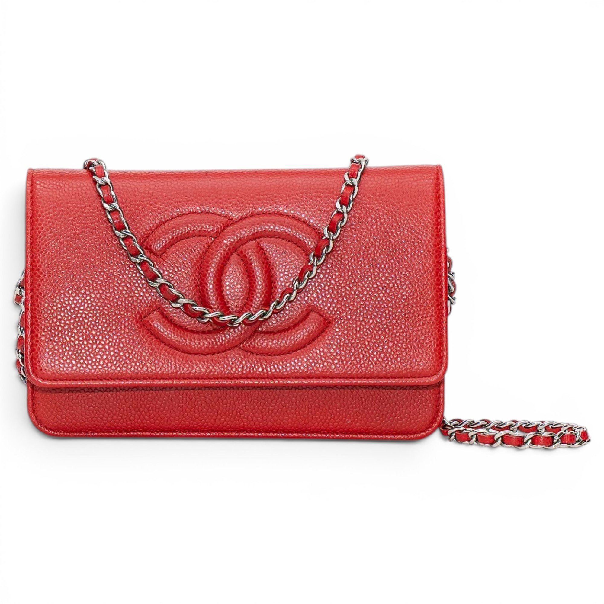 Wallet On Chain Double C leather crossbody bag
