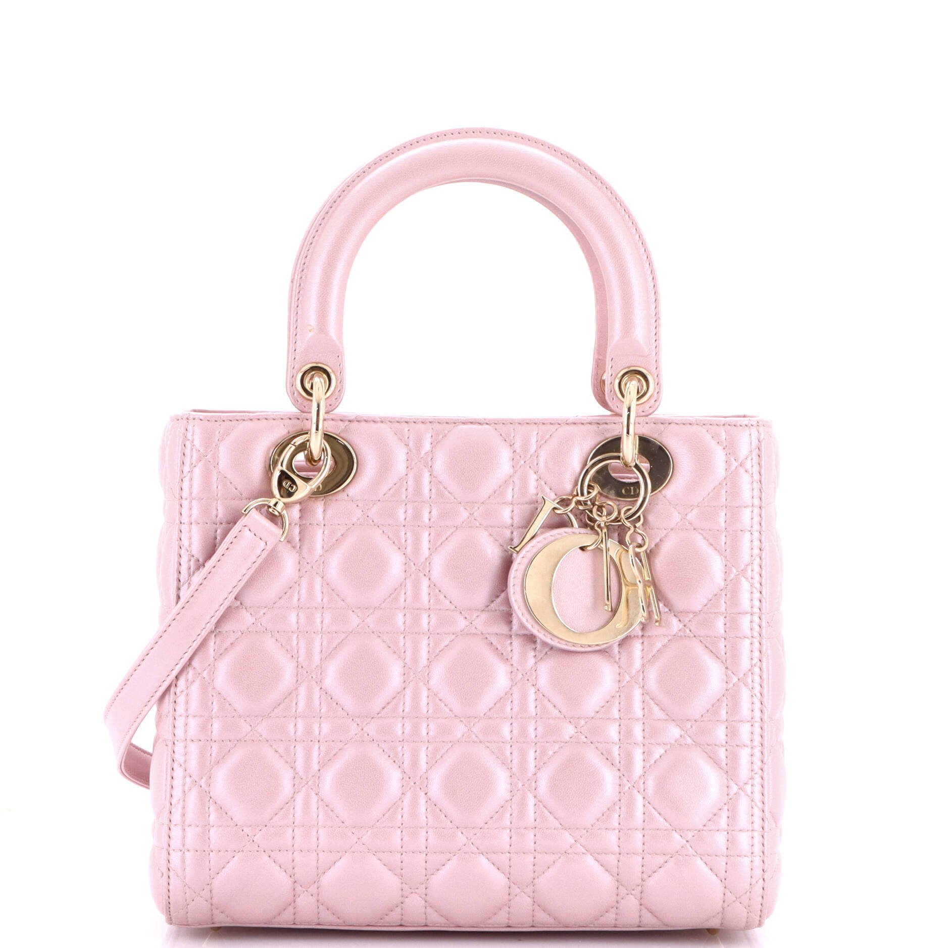 Lady Dior Bag Cannage Quilt Metallic Leather Medium