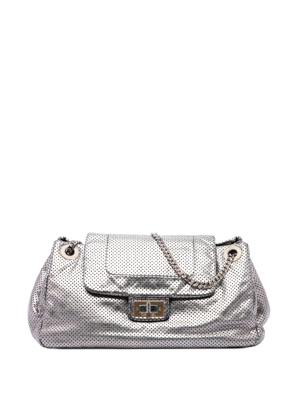 2008-2009 Metallic Perforated Calfskin Reissue 2.55 Drill Accordion Flap shoulder bag