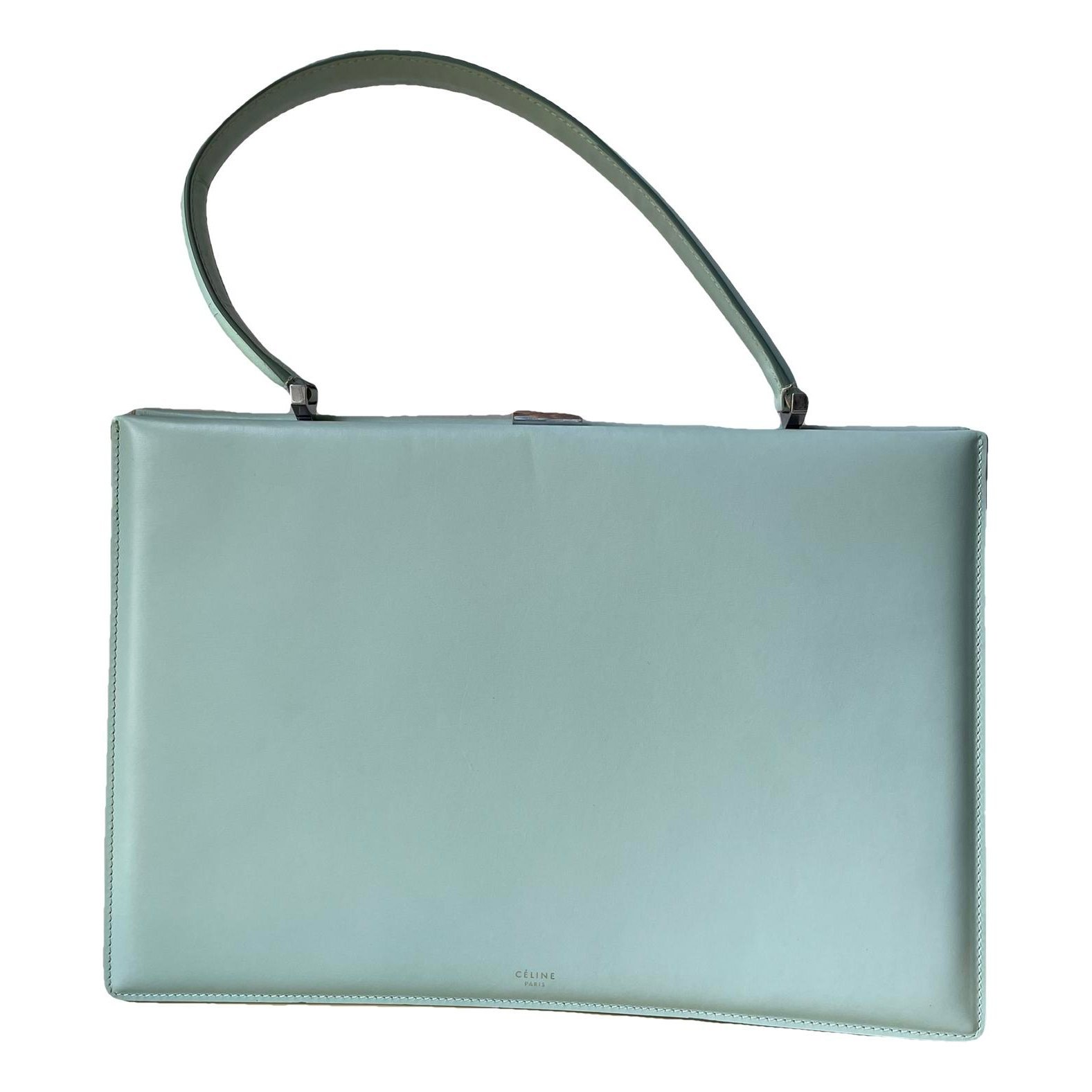 Clasp leather handbag