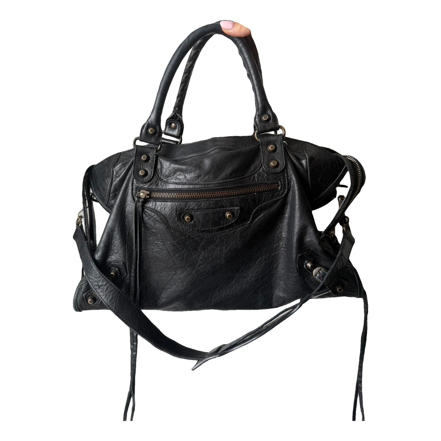 City leather handbag