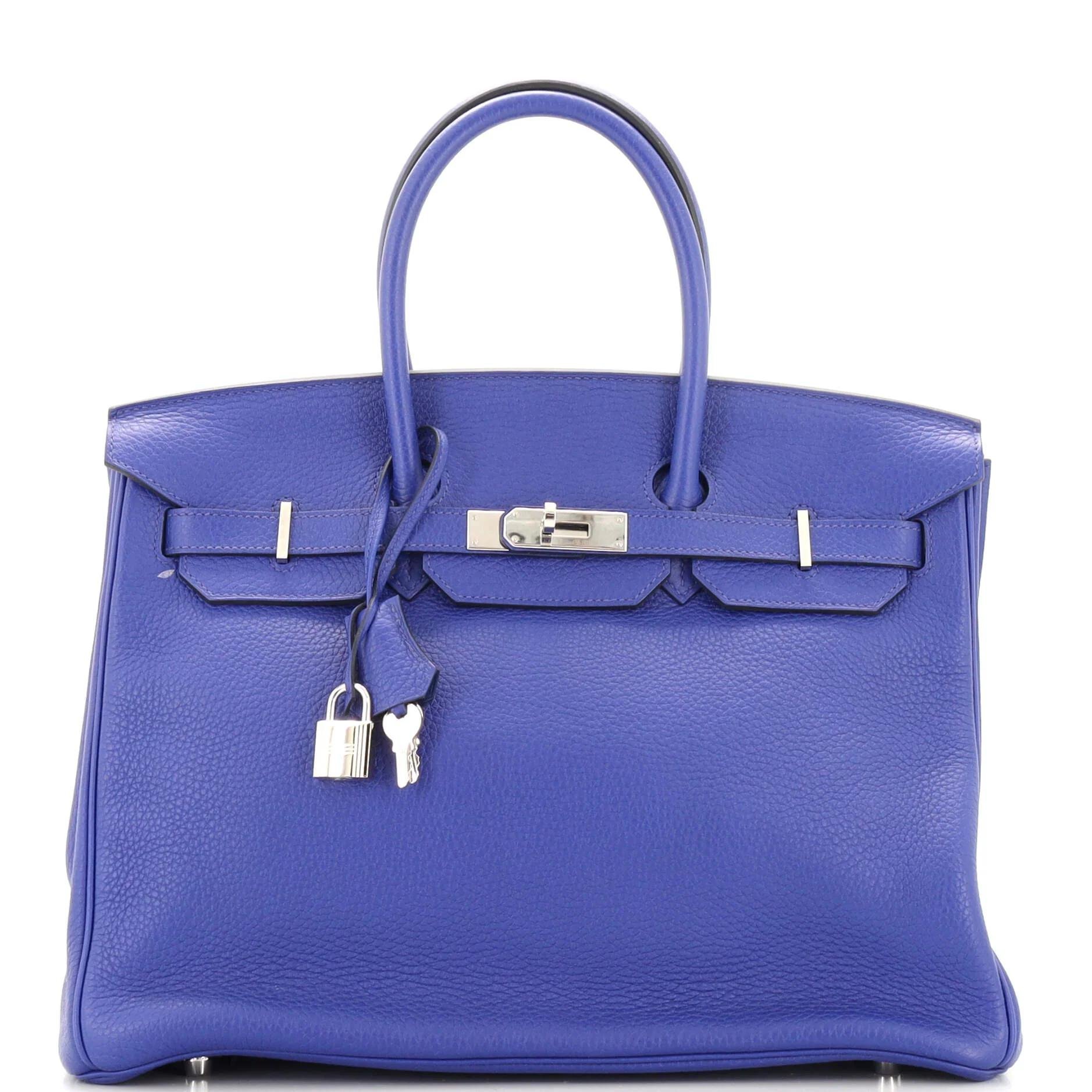 Hermes Birkin 35 Handbag Bleu Electrique Clemence Leather 2017