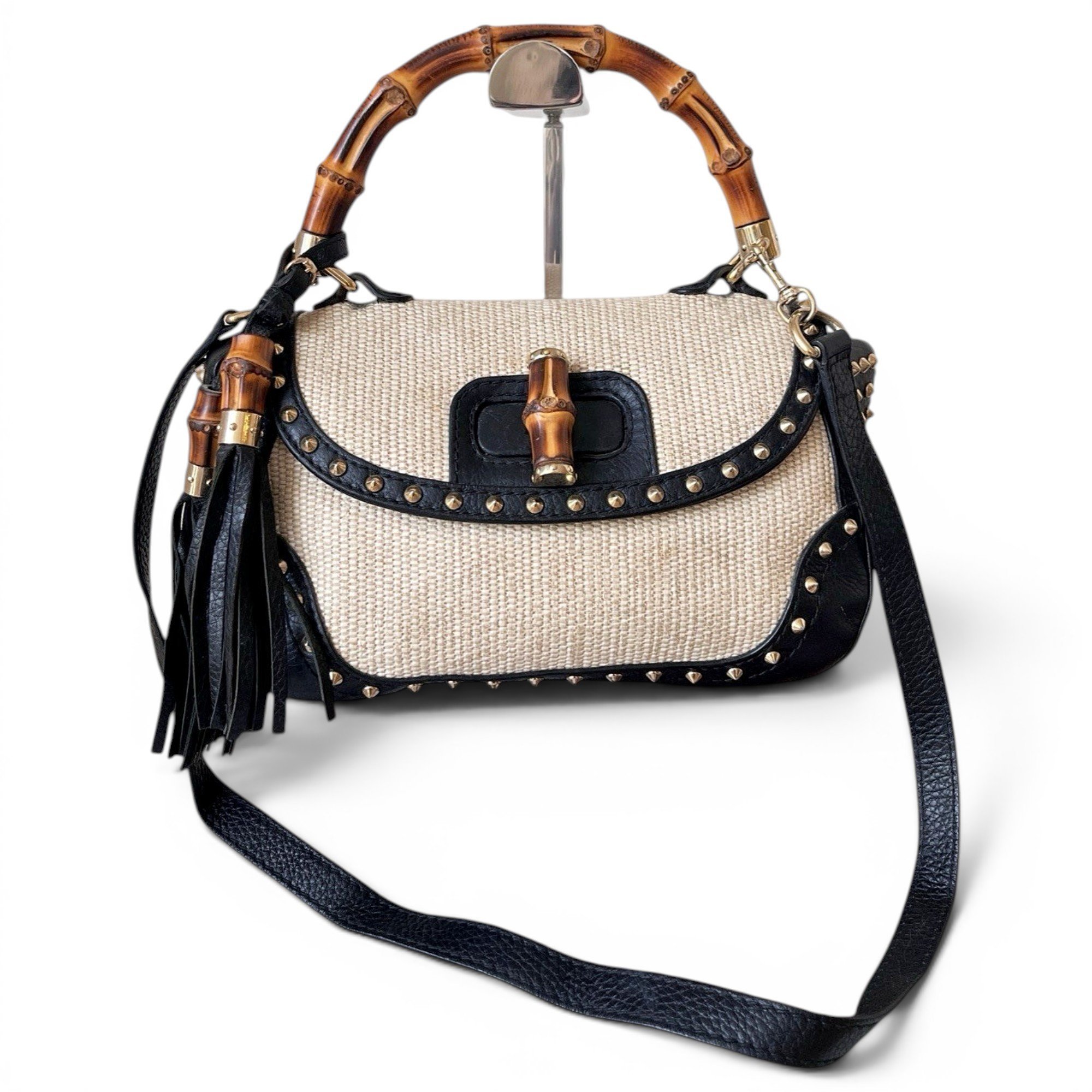 Bamboo Convertible Satchel cloth handbag
