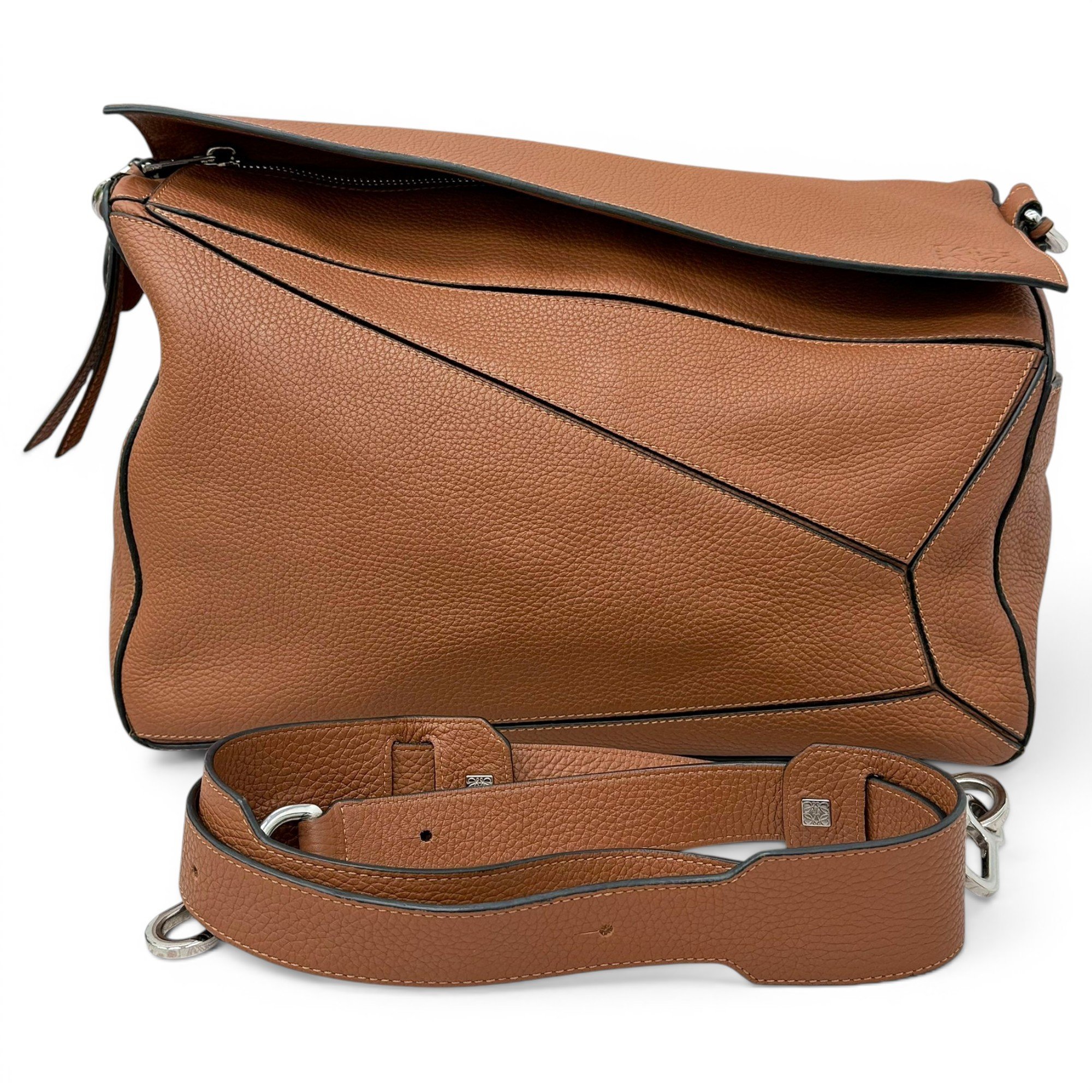 Puzzle leather handbag