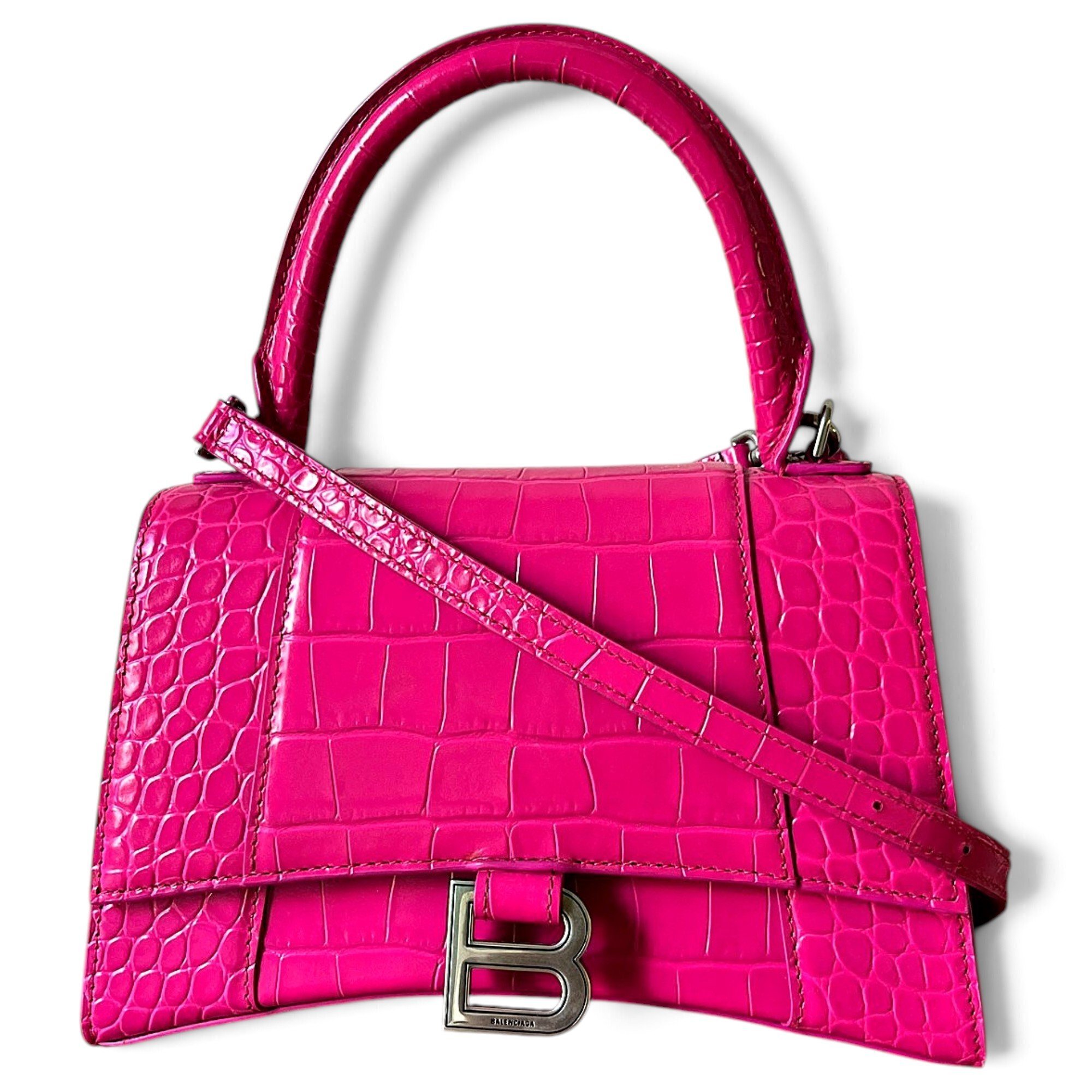 Hourglass leather handbag