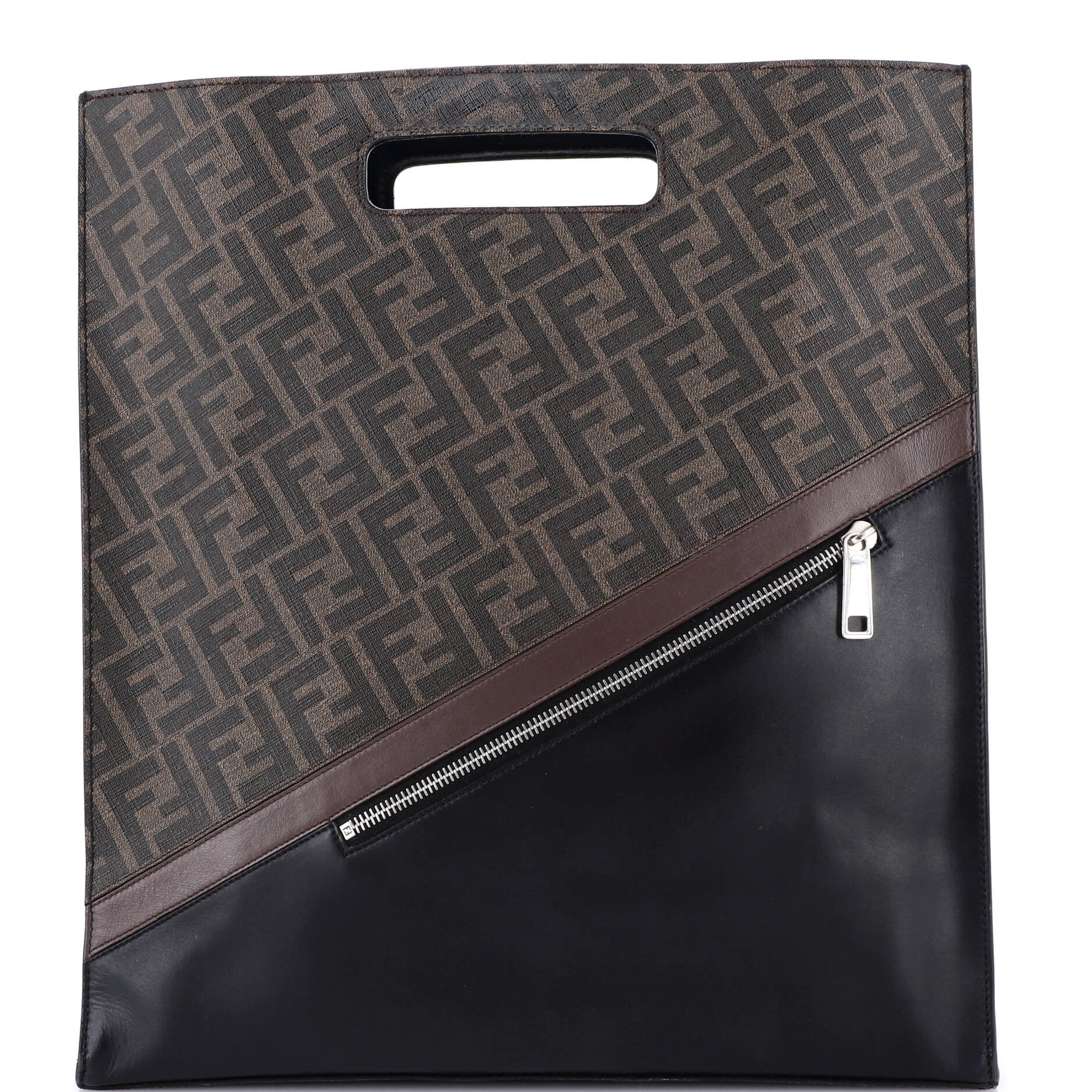 Fendi Forever Fendi Shopping Tote Zucca Coated Canvas and Leather Tall