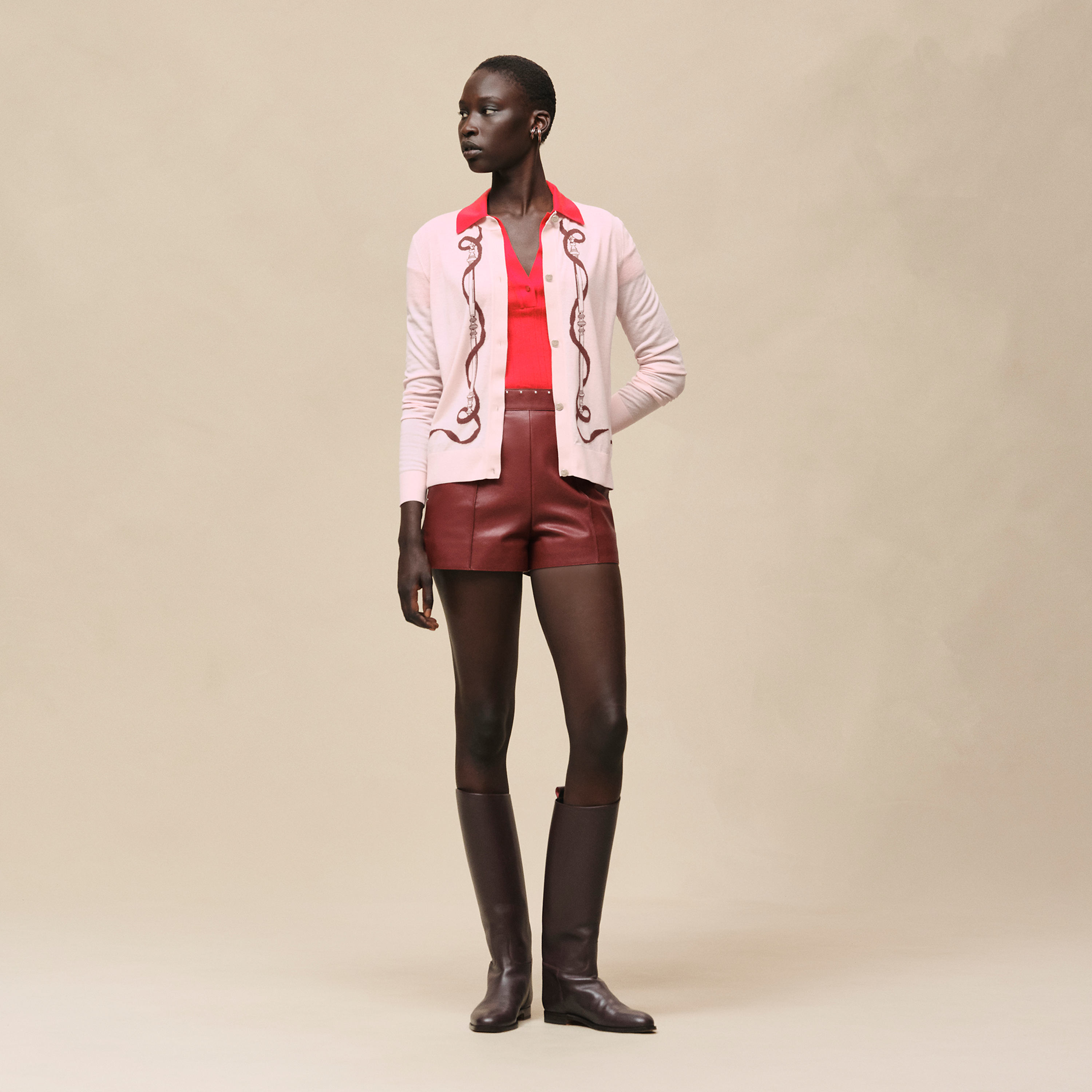 Cardigan manches longues motif « Ferronnerie »