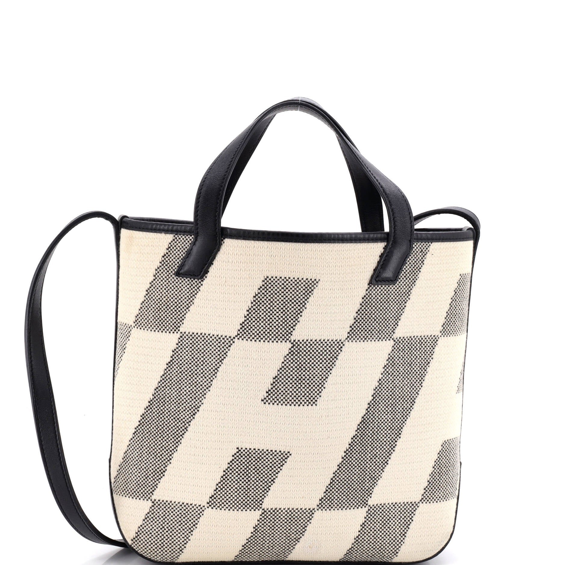 Cabas H en Biais Tote Canvas with Leather 27