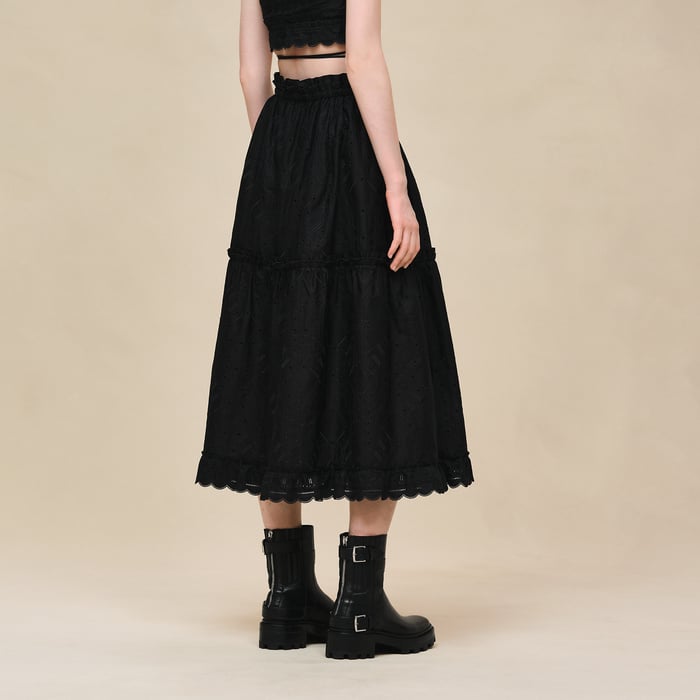 Noir Embroidered Skirt