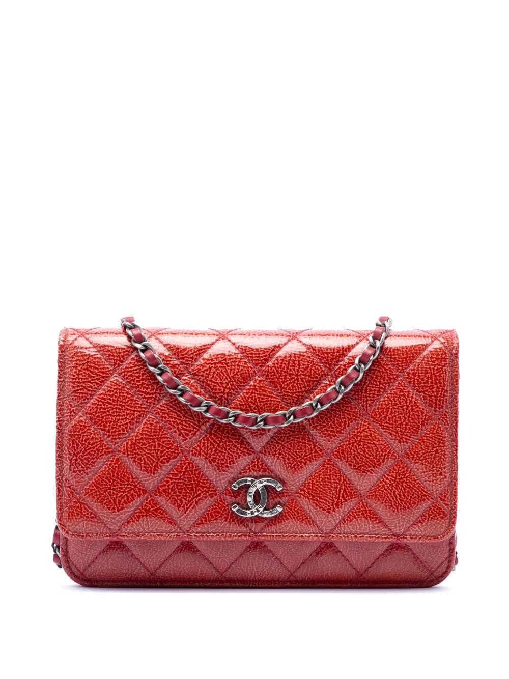 2014-2015 Paris Dallas CC Quilted Patent Goatskin Wallet on Chain crossbody bag