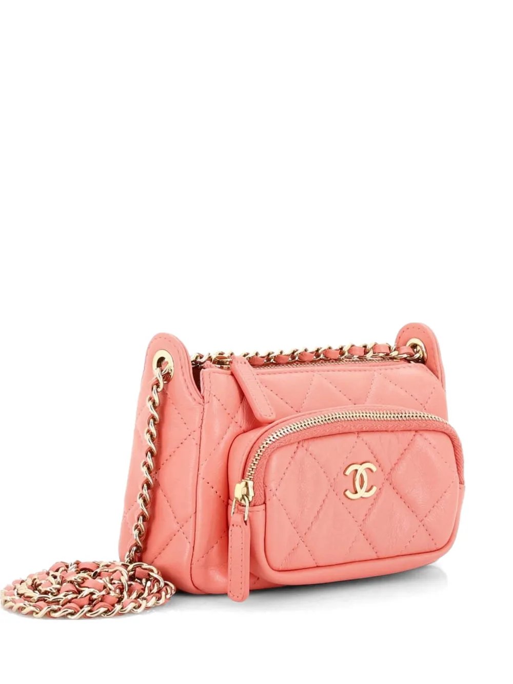 CC Front Pocket Zip Clutch with Chain Quilted Lambskin Mini shoulder bag