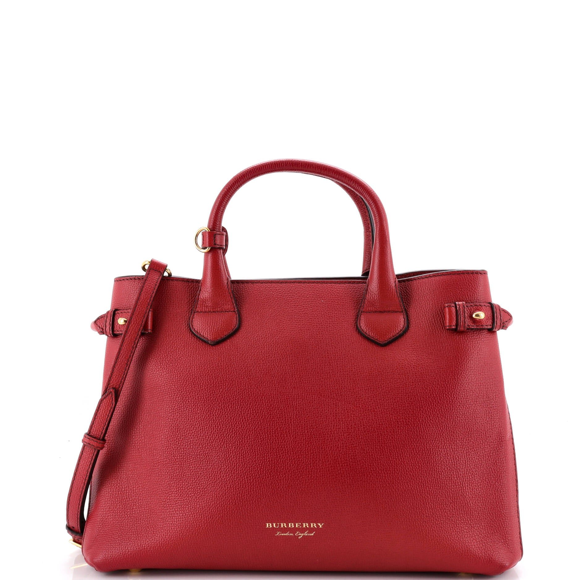 Banner Tote Leather and House Check Canvas Medium