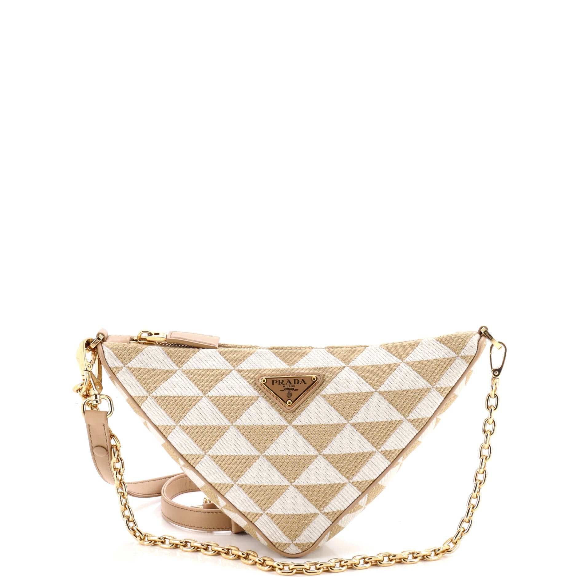 Symbole Triangle Bag Leather and Jacquard Mini