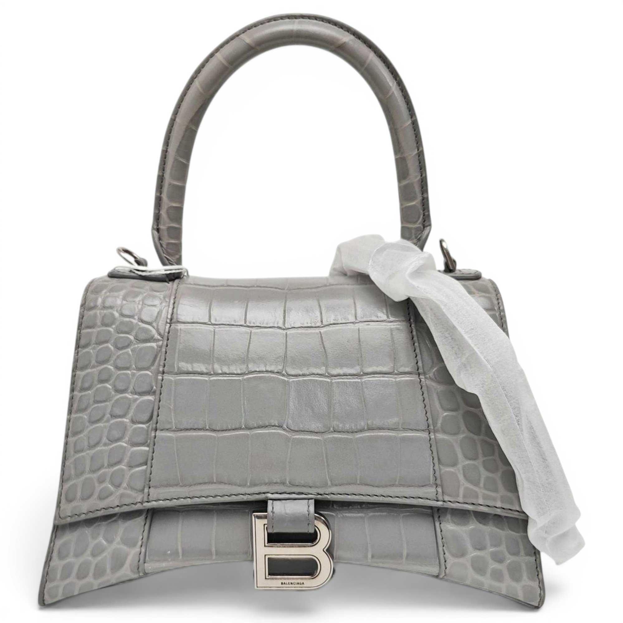 Hourglass leather handbag