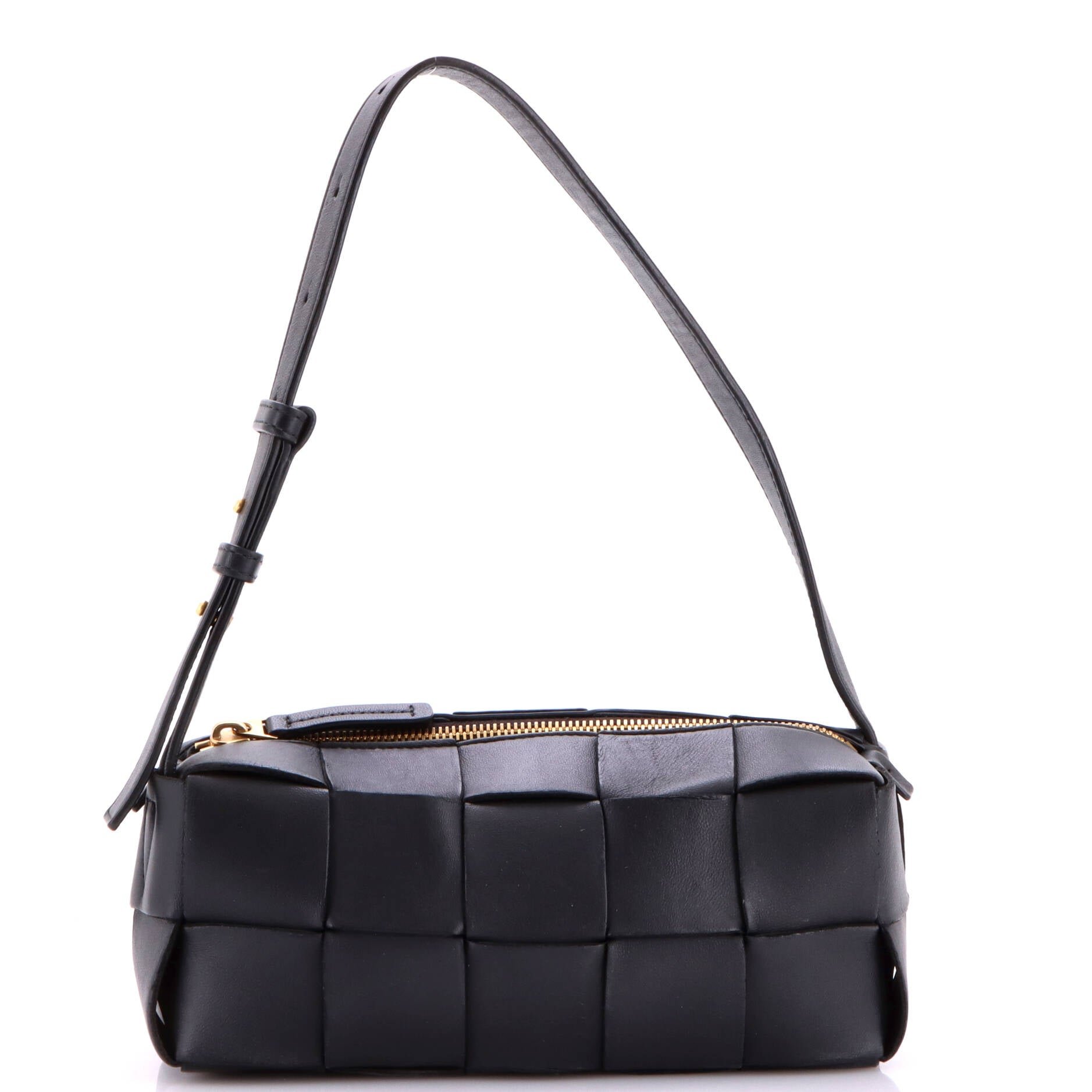 Bottega Veneta Brick Cassette Shoulder Bag Maxi Intrecciato Leather Small