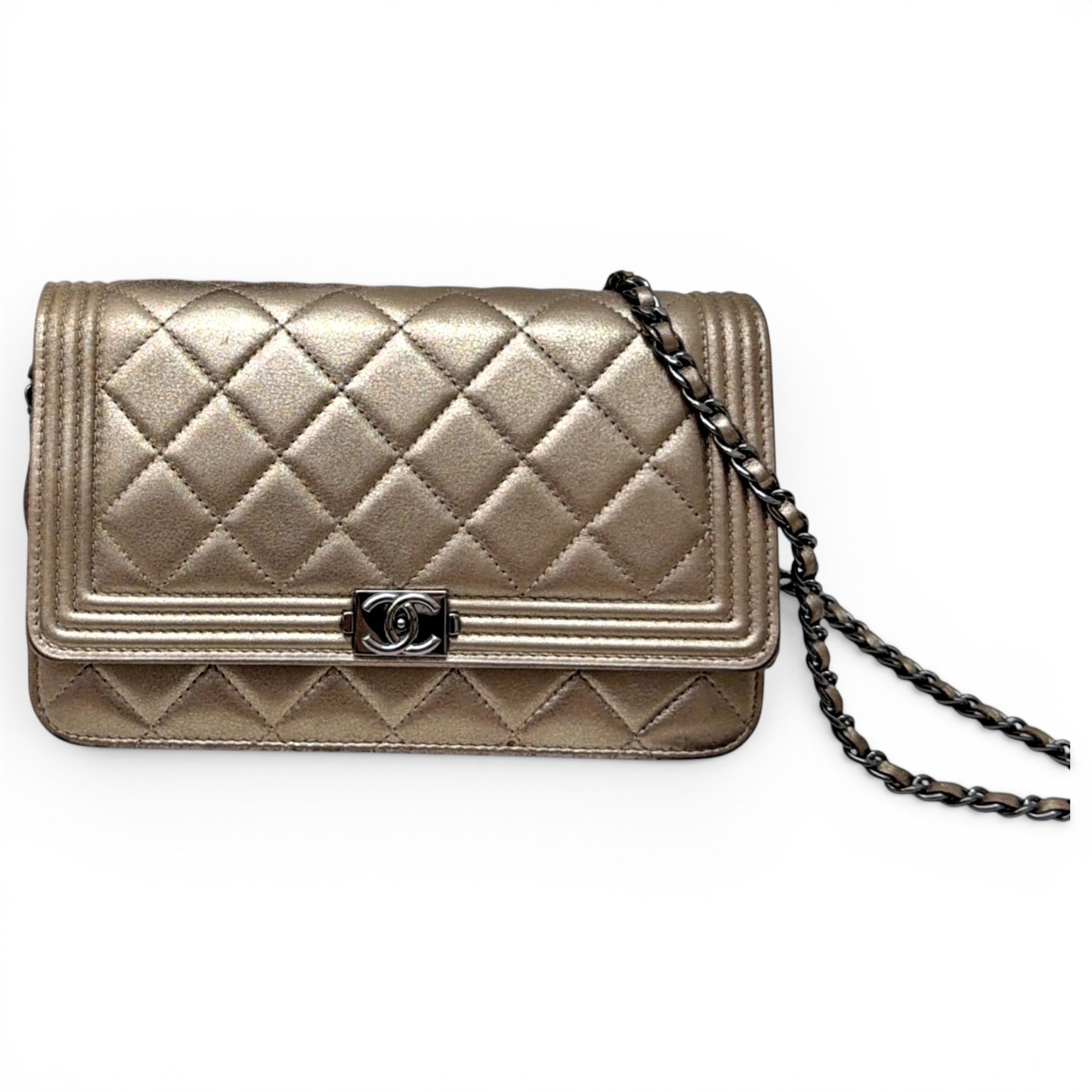 Wallet On Chain Boy Half Flap leather crossbody bag