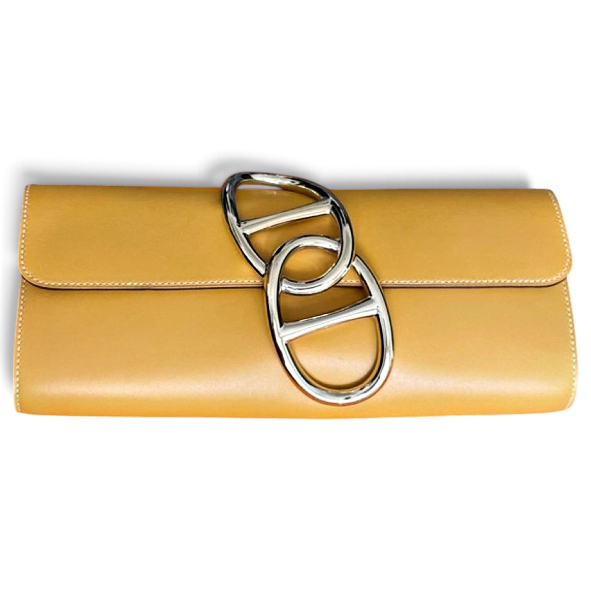 Verrou leather clutch bag