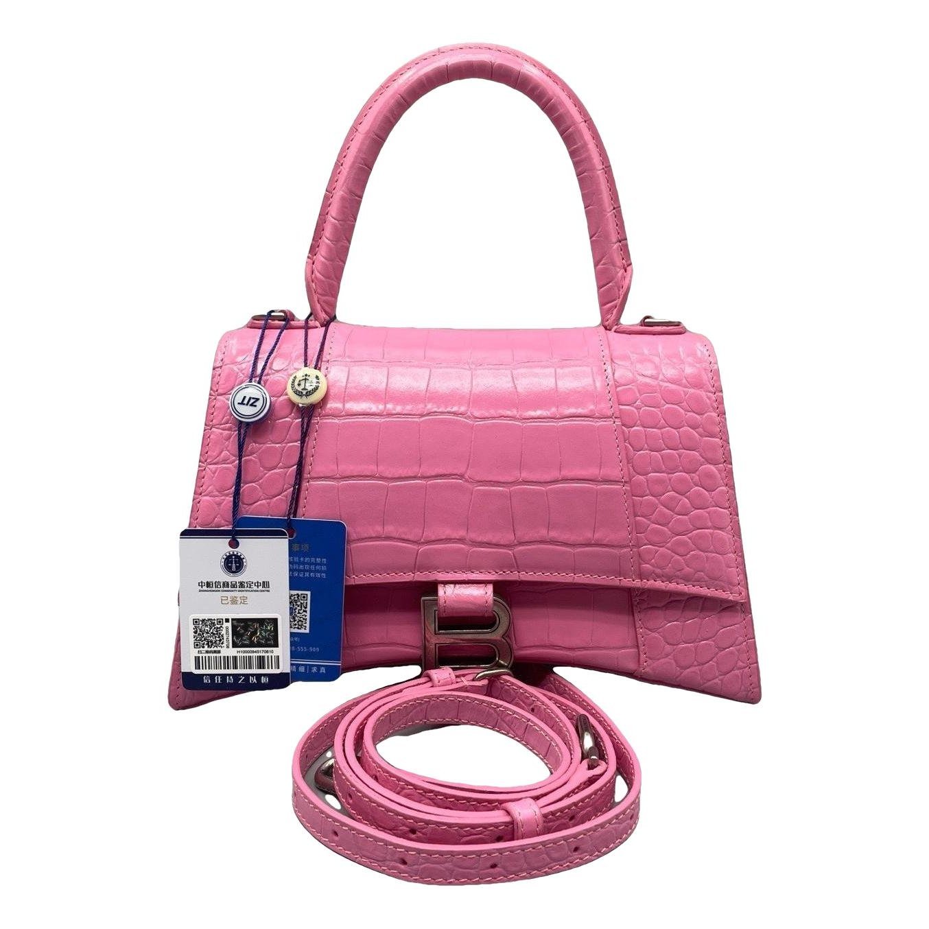 Hourglass leather handbag