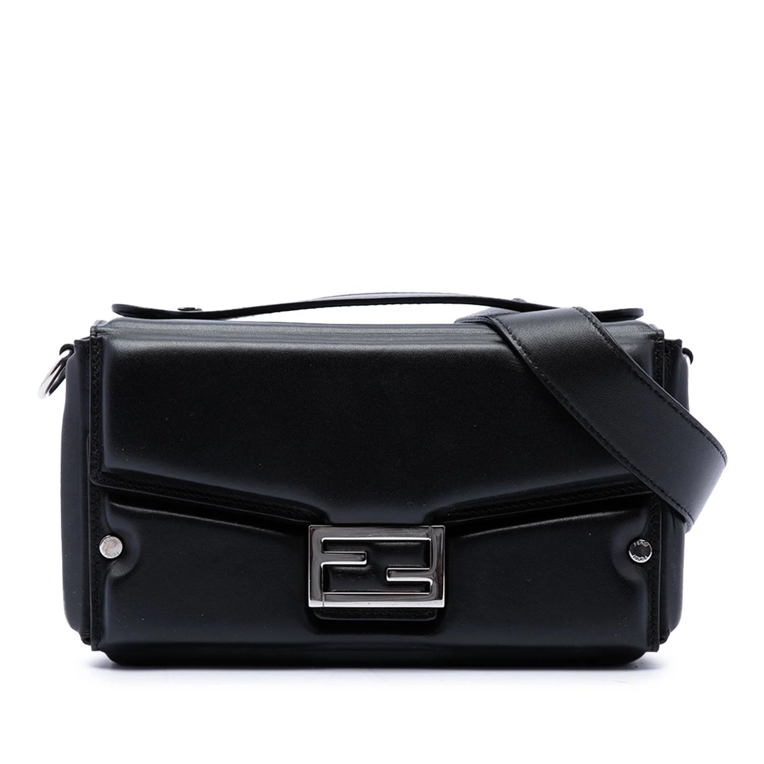 Calf Leather Soft Trunk Baguette Satchel