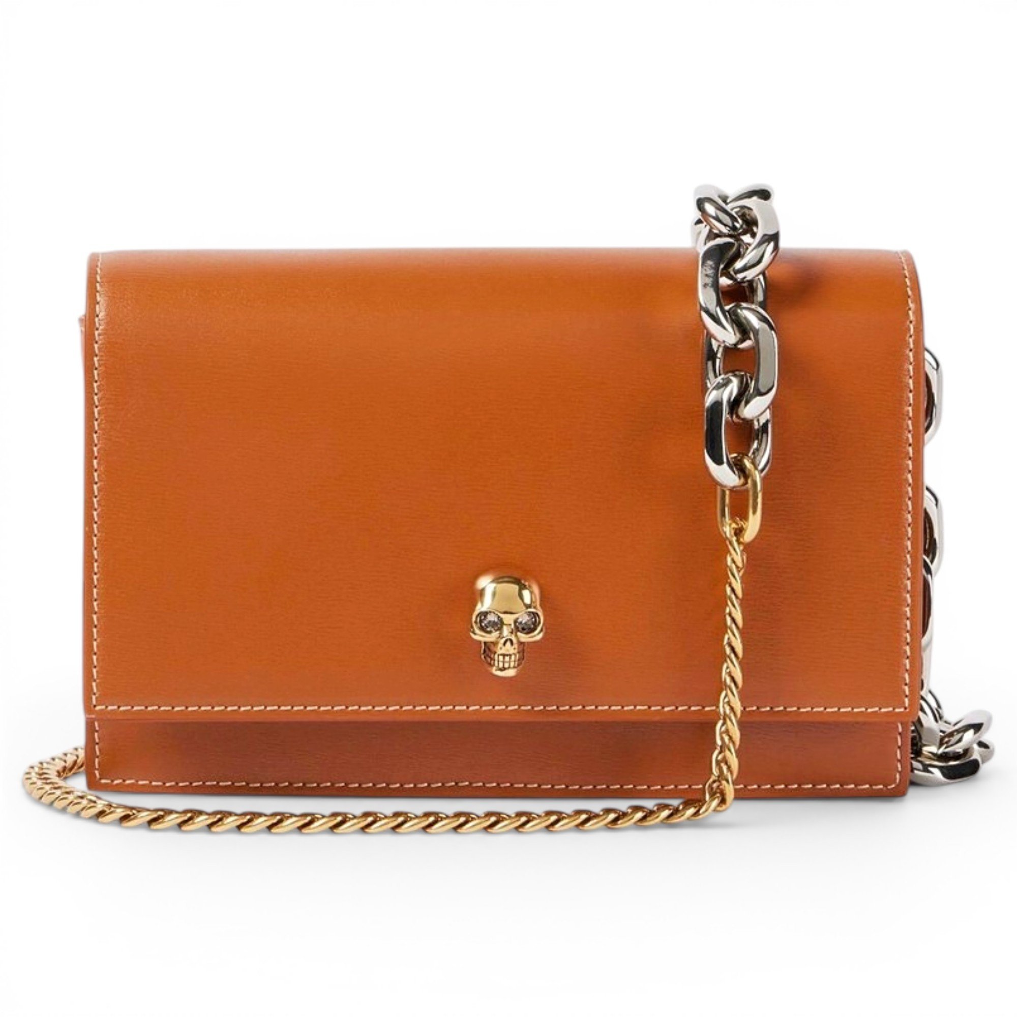 Skull leather crossbody bag