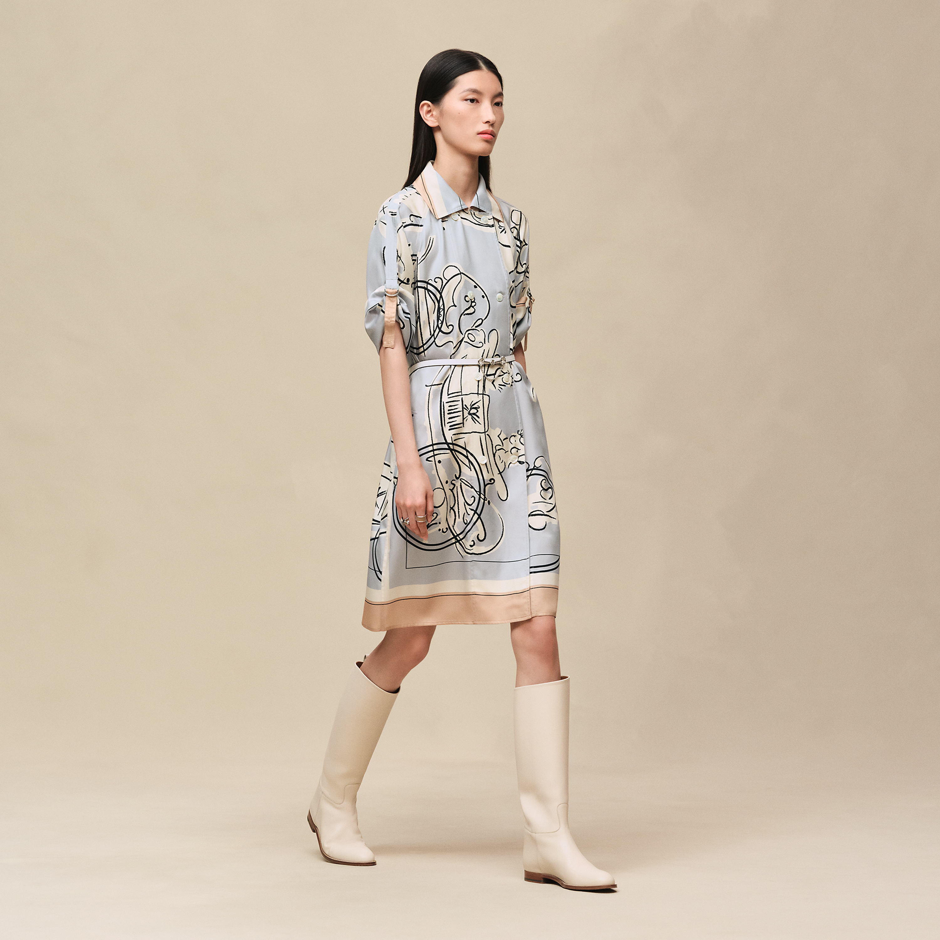 "Ex-Libris a Main Levee" dress