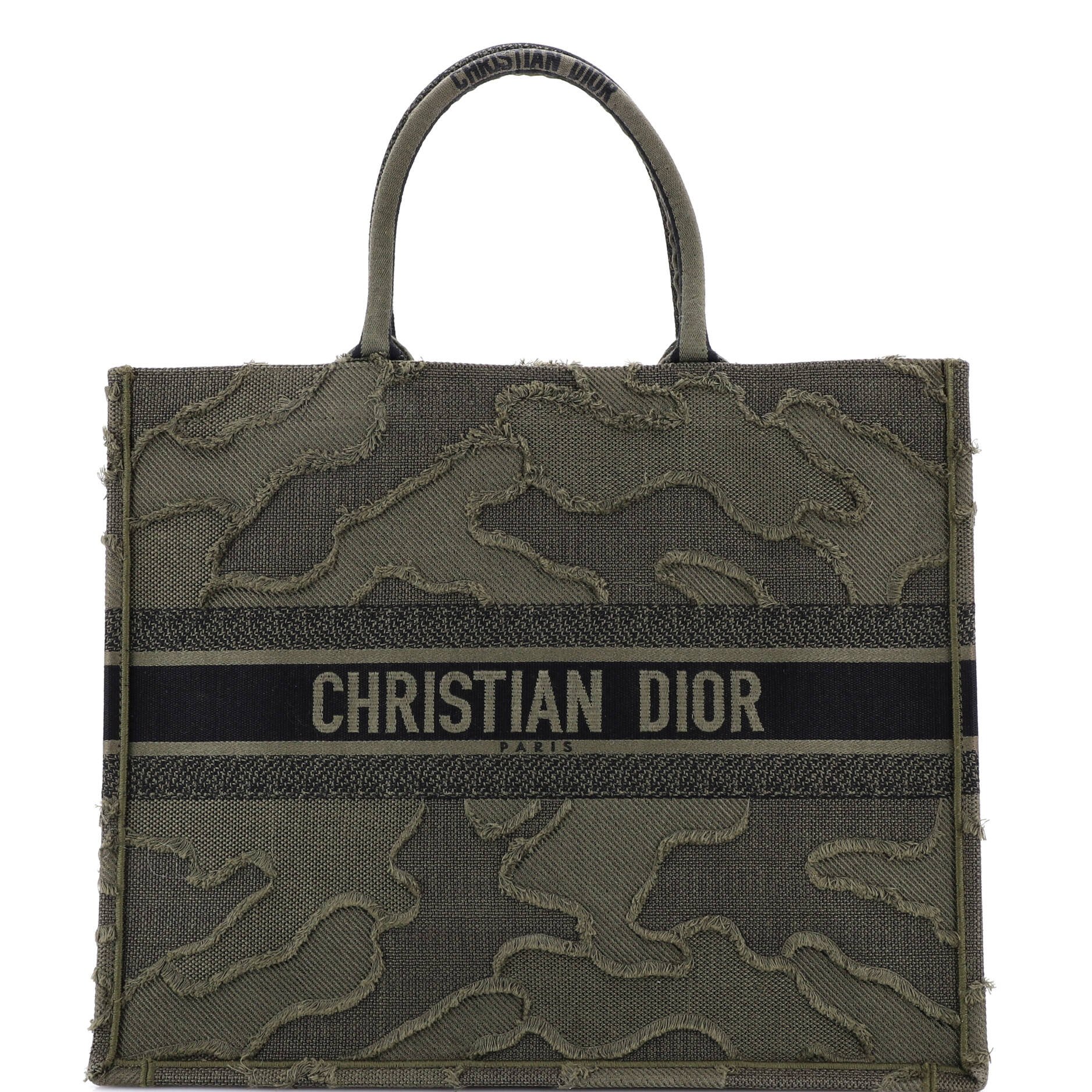 Dior Book Tote Camouflage Embroidered Canvas Large