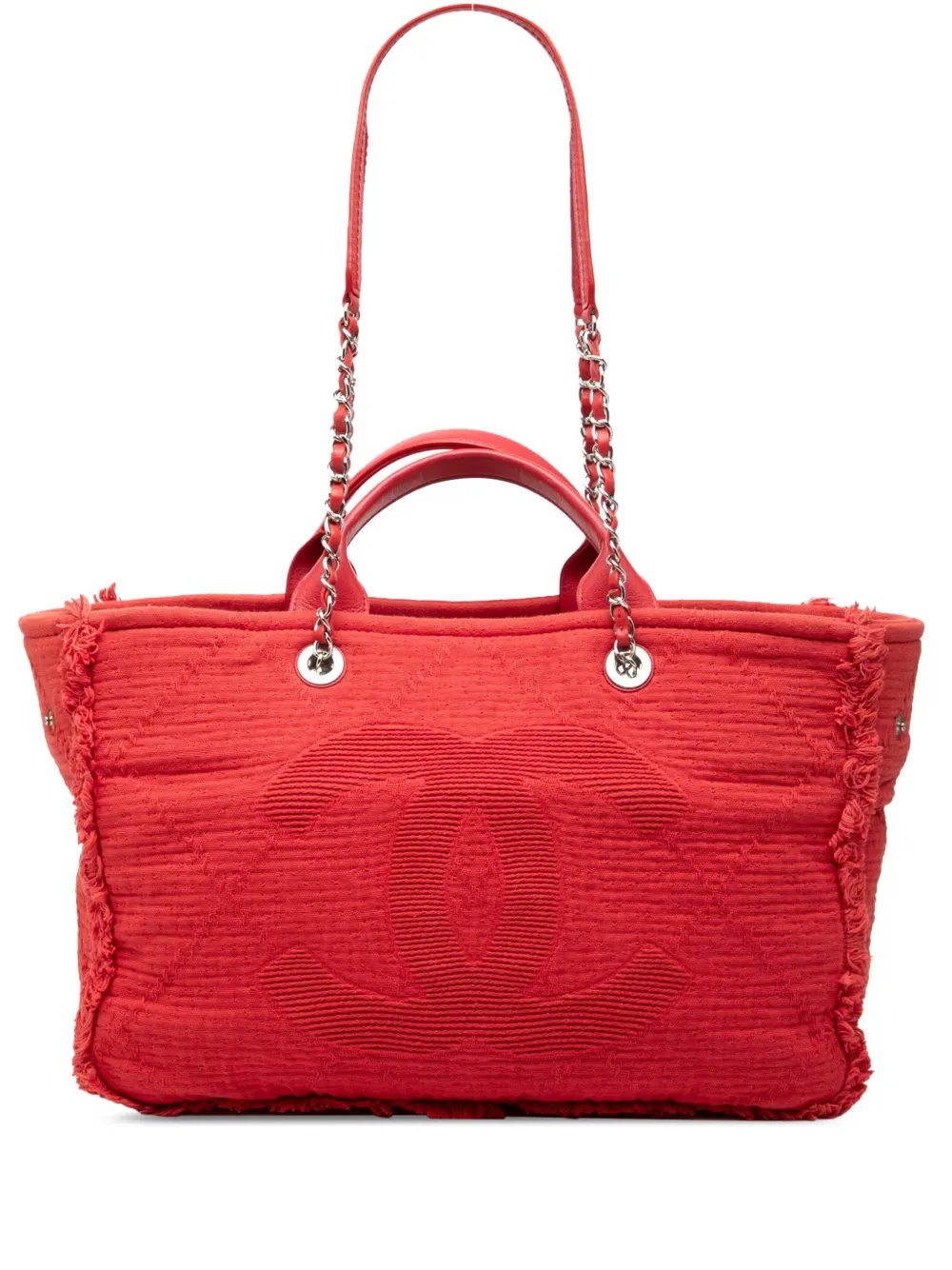 2019 Medium CC Quilted Canvas Double Face Deauville Tote satchel