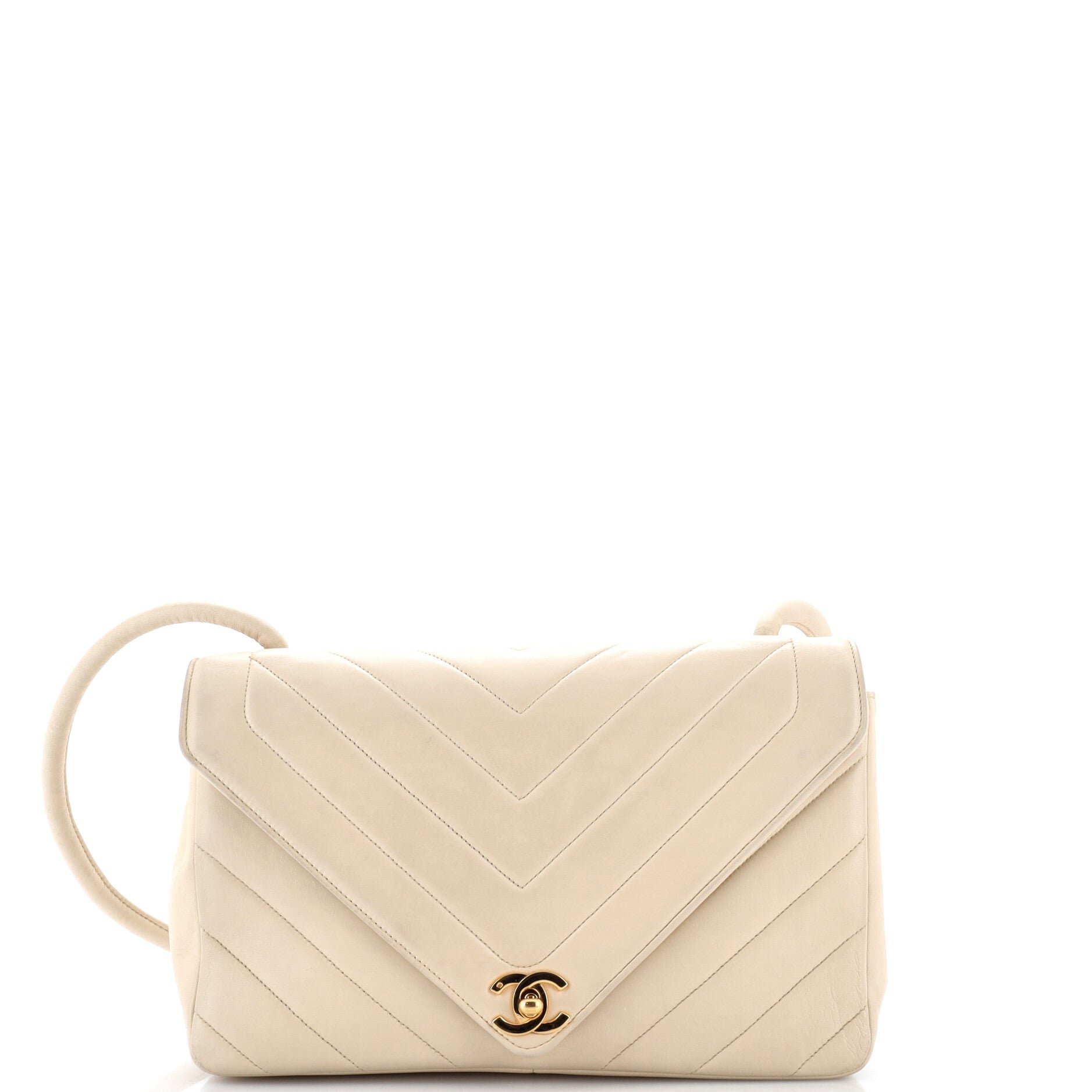 Chanel Vintage Envelope Flap Bag Chevron Lambskin Medium