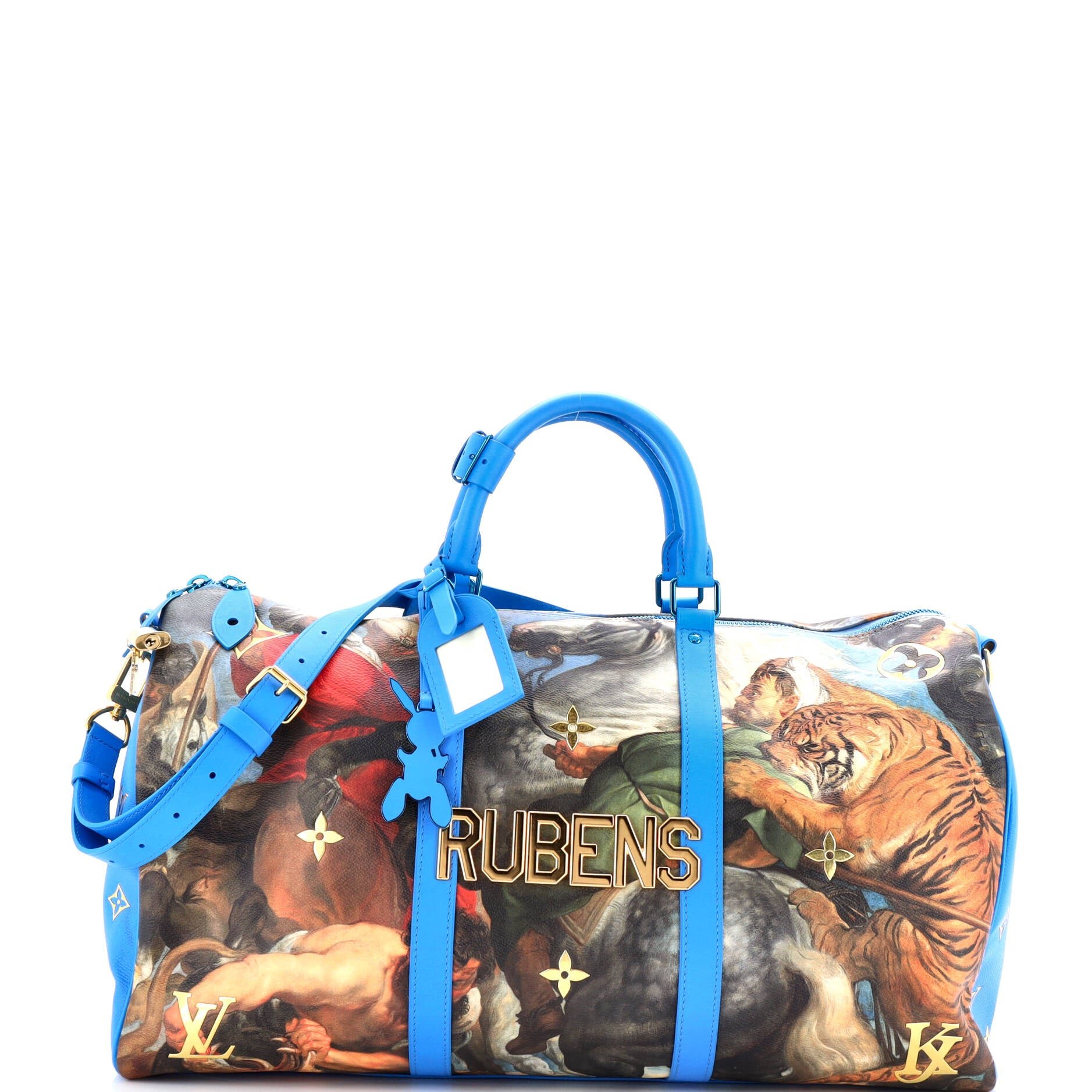 Louis Vuitton Keepall Bandouliere Bag Limited Edition Jeff Koons Rubens Print Canvas 50