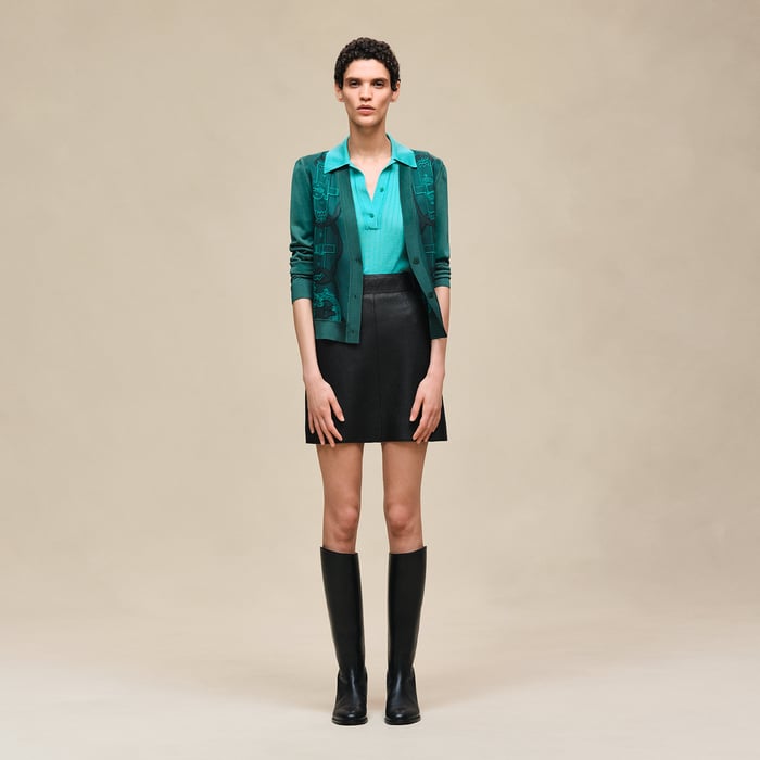 Vert Pin "Ferronnerie Remix" Long-sleeve Twillaine Cardigan