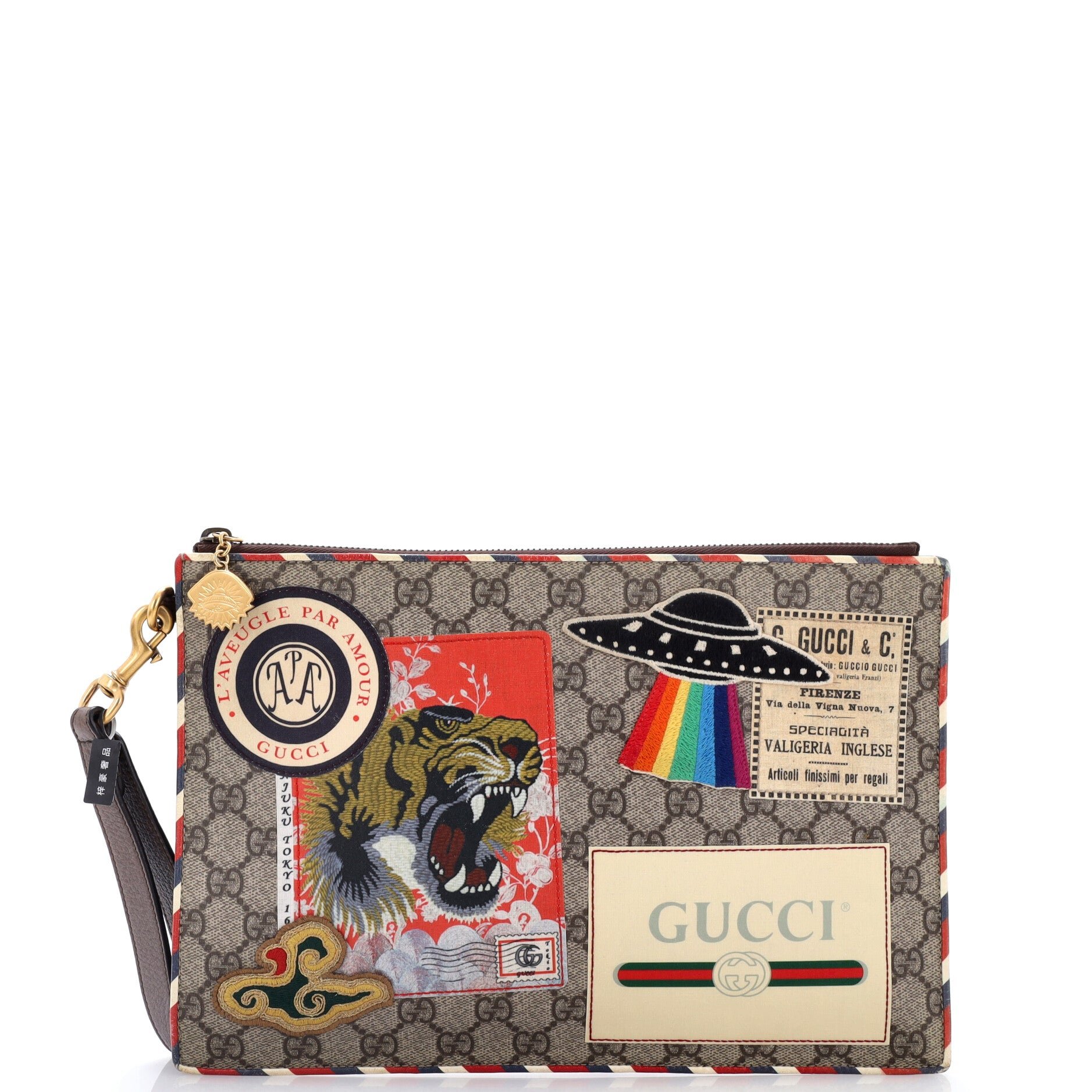 Courrier Pouch GG Coated Canvas with Applique