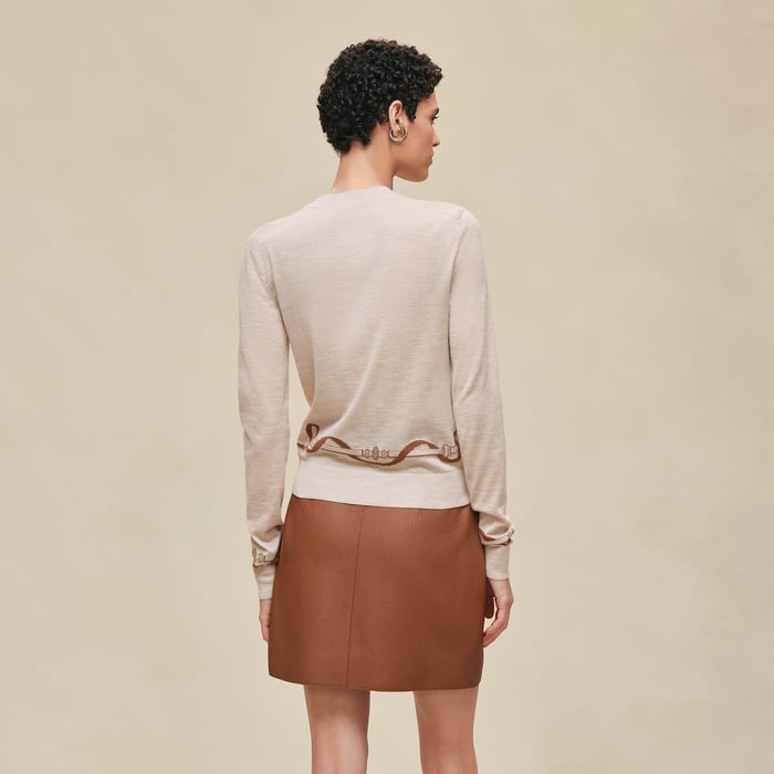 Beige Naturel "Ferronnerie" Long-sleeve Sweater