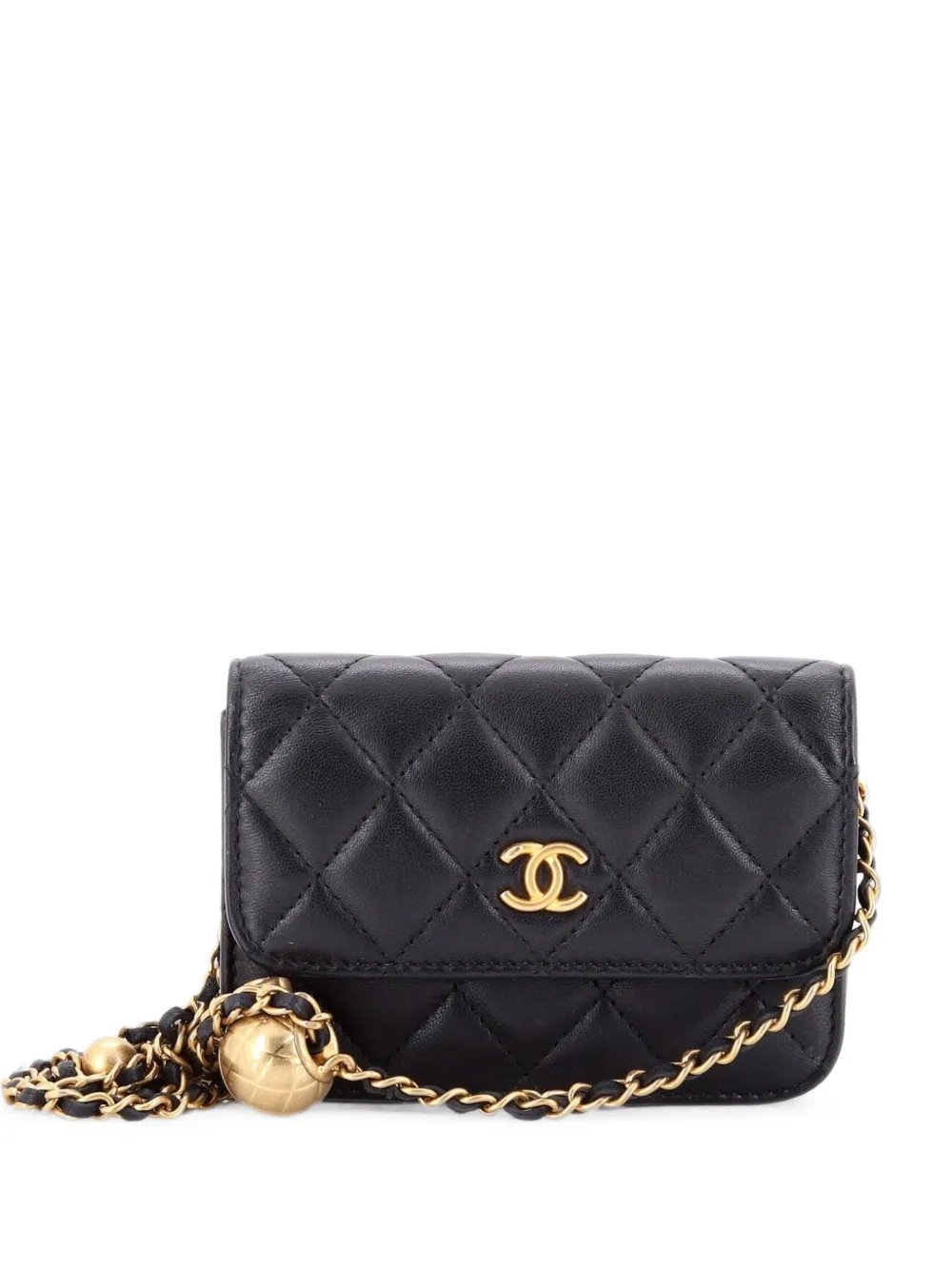 Pearl Crush Flap Clutch with Chain Quilted Lambskin Mini crossbody bag