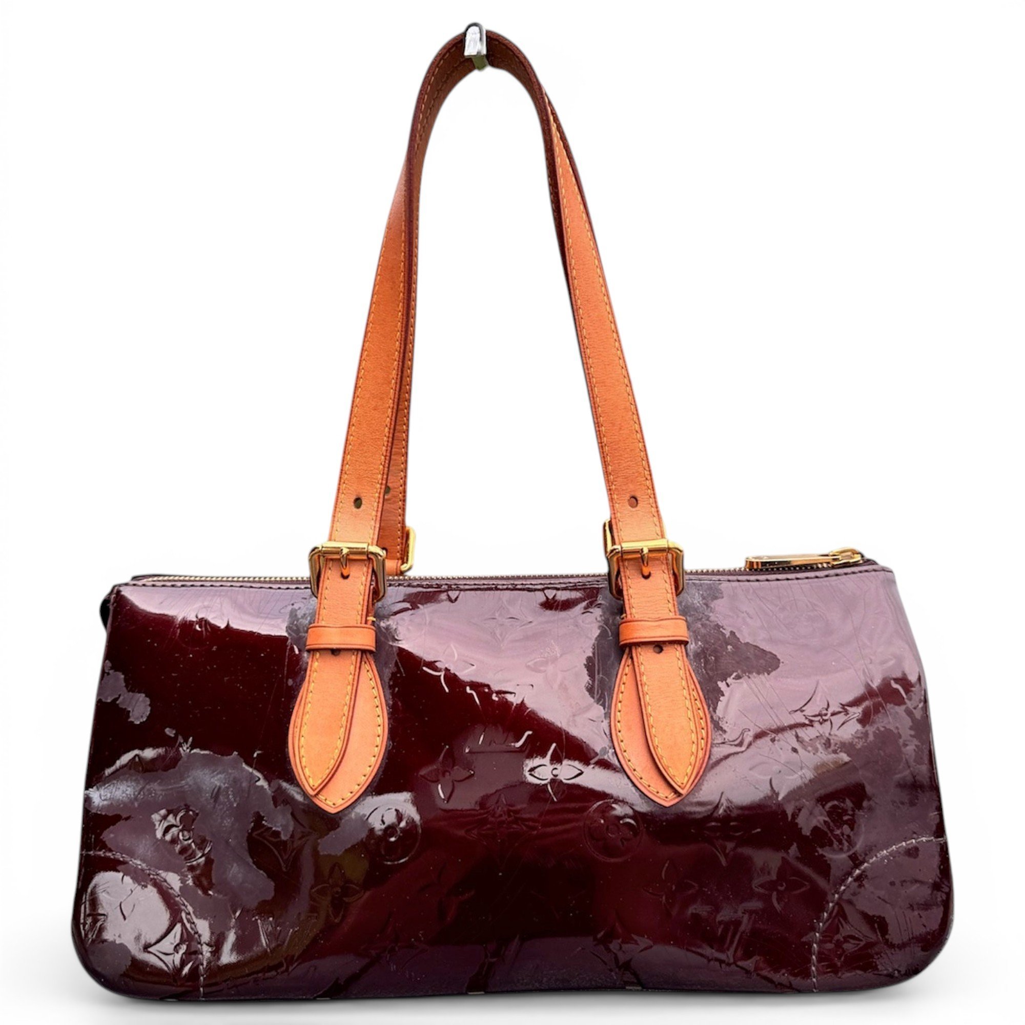 Rosewood patent leather handbag