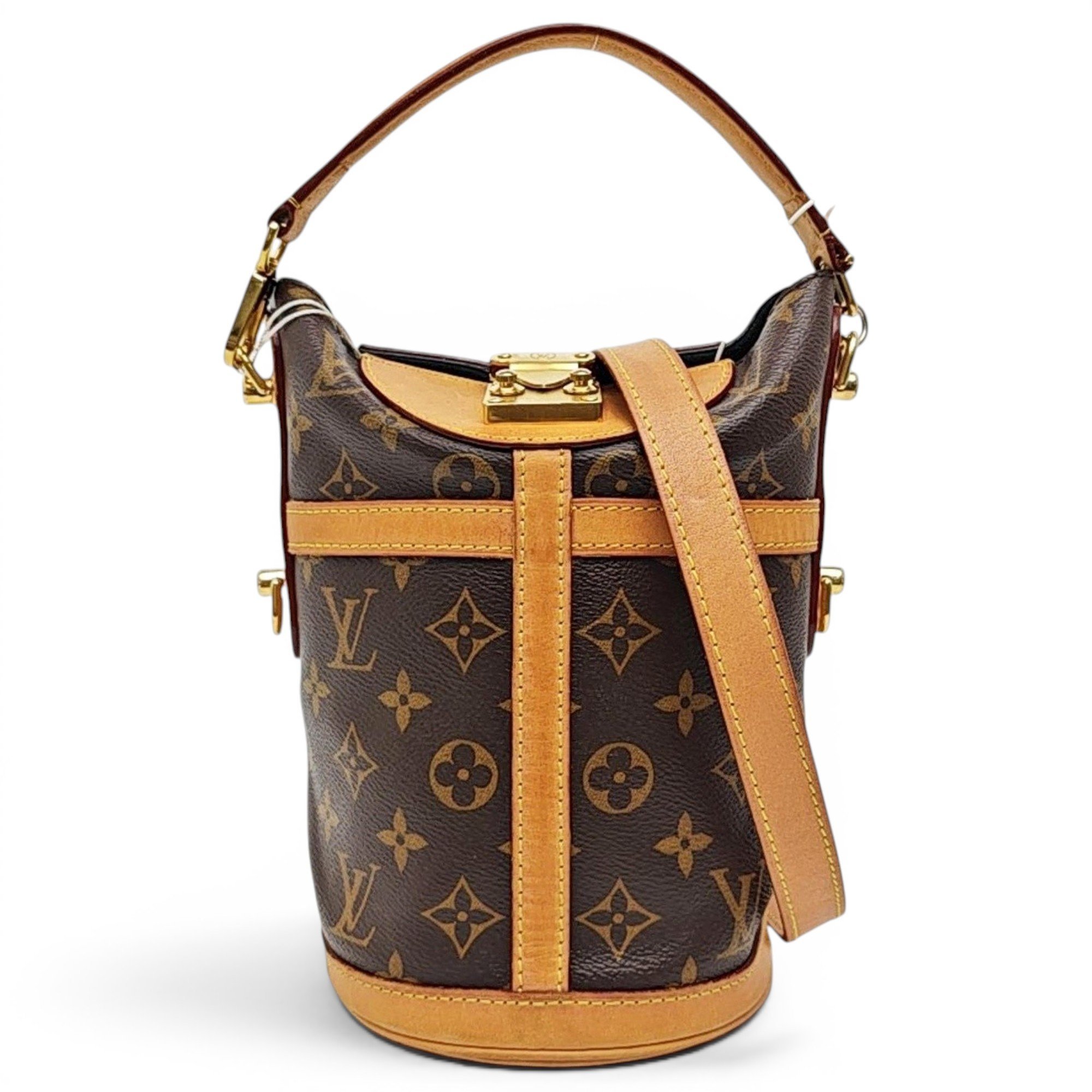 Duffle leather handbag