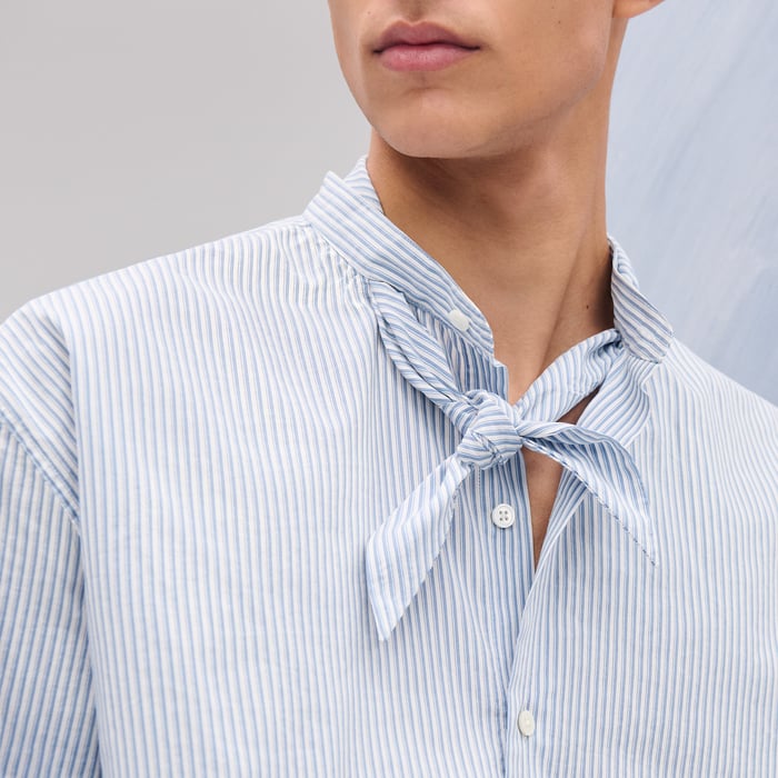Bleu "Doubles Rayures Serties" Boxy Fit Shirt