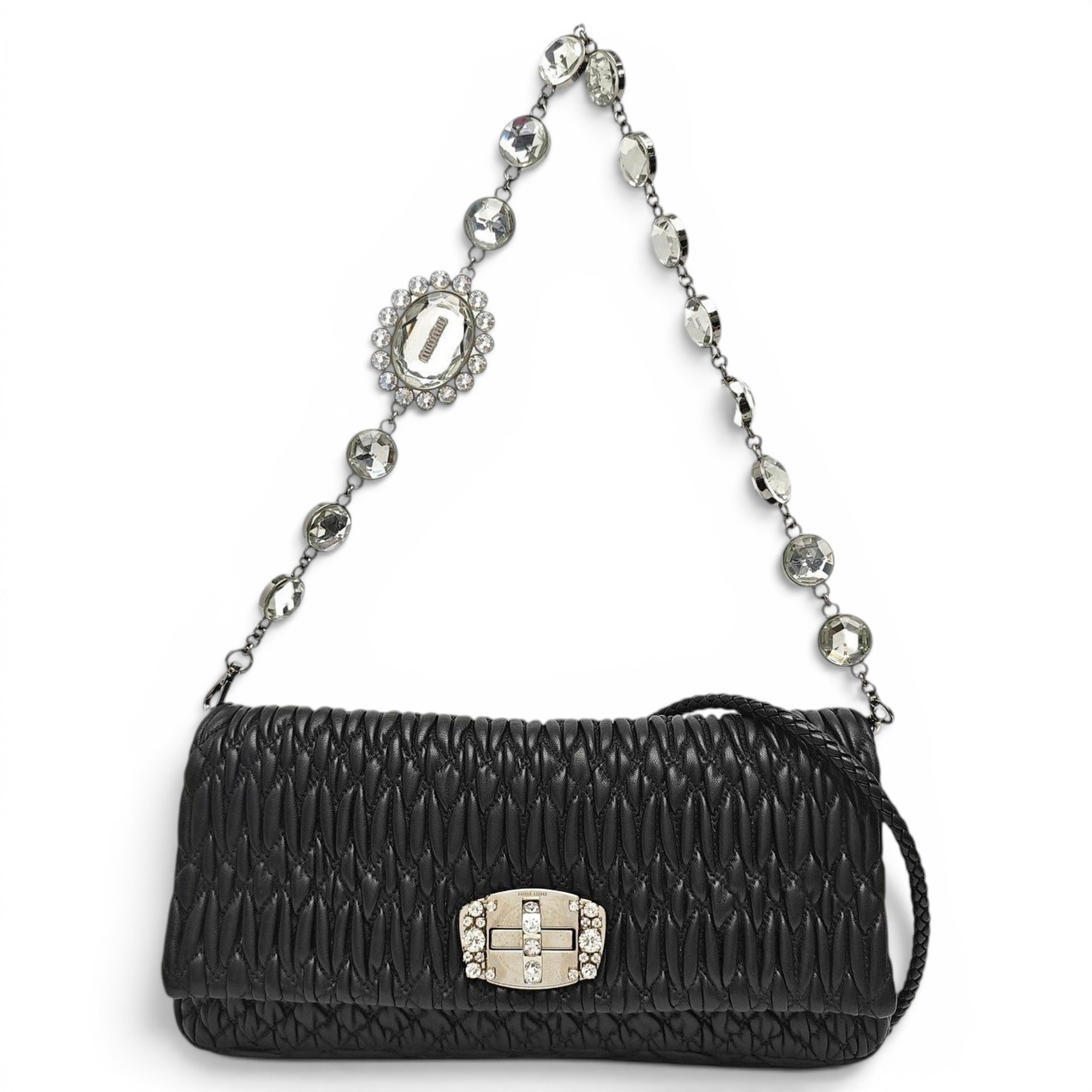 Miu Crystal leather handbag