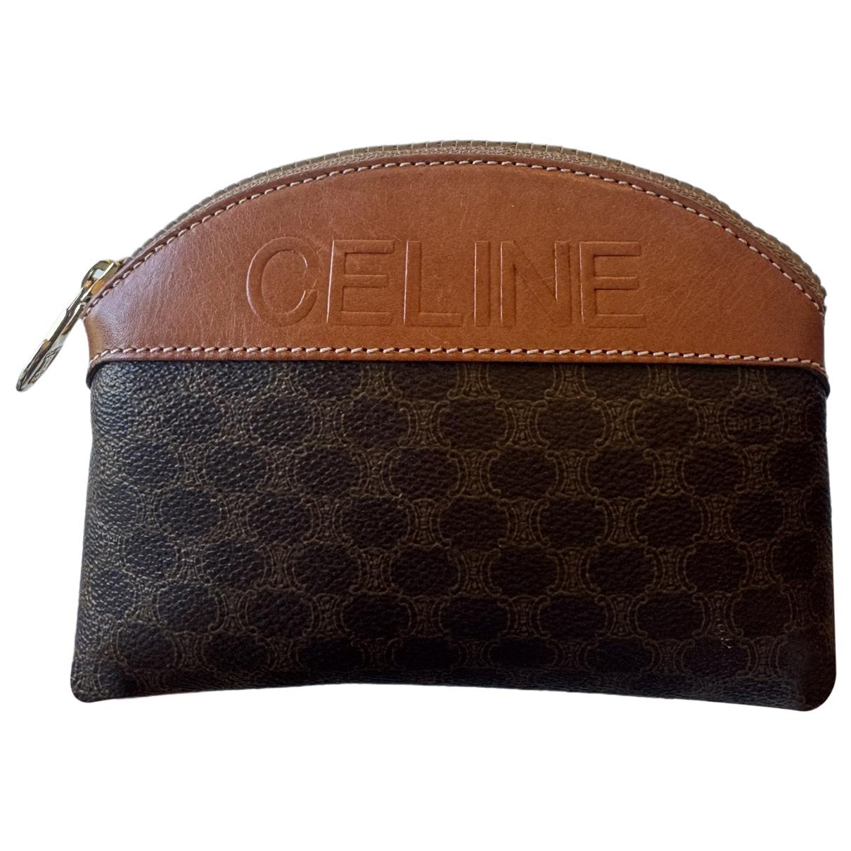 Triomphe Vintage leather clutch bag
