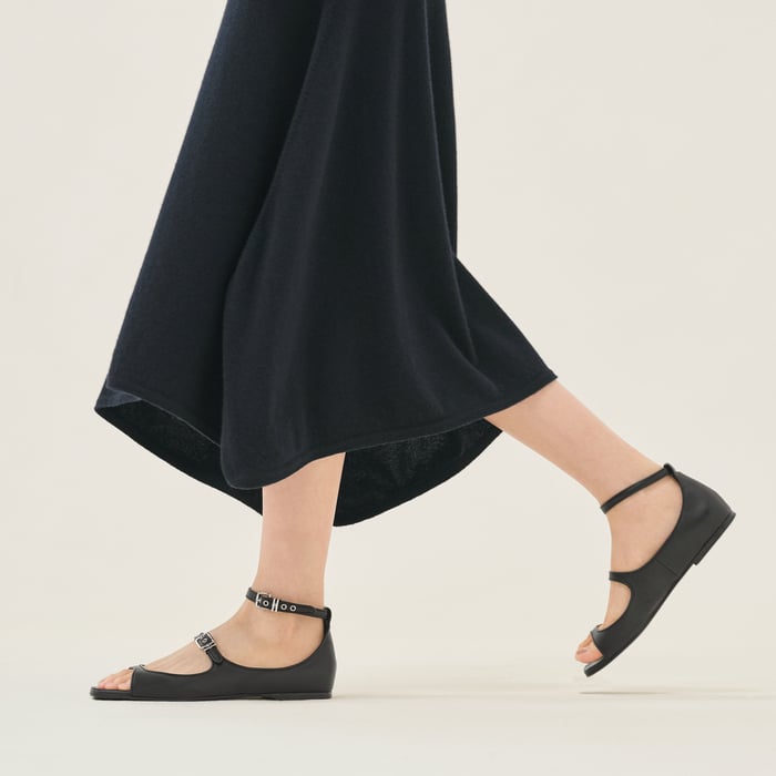 Bleu Noir Short-sleeve Long Cashmere Dress