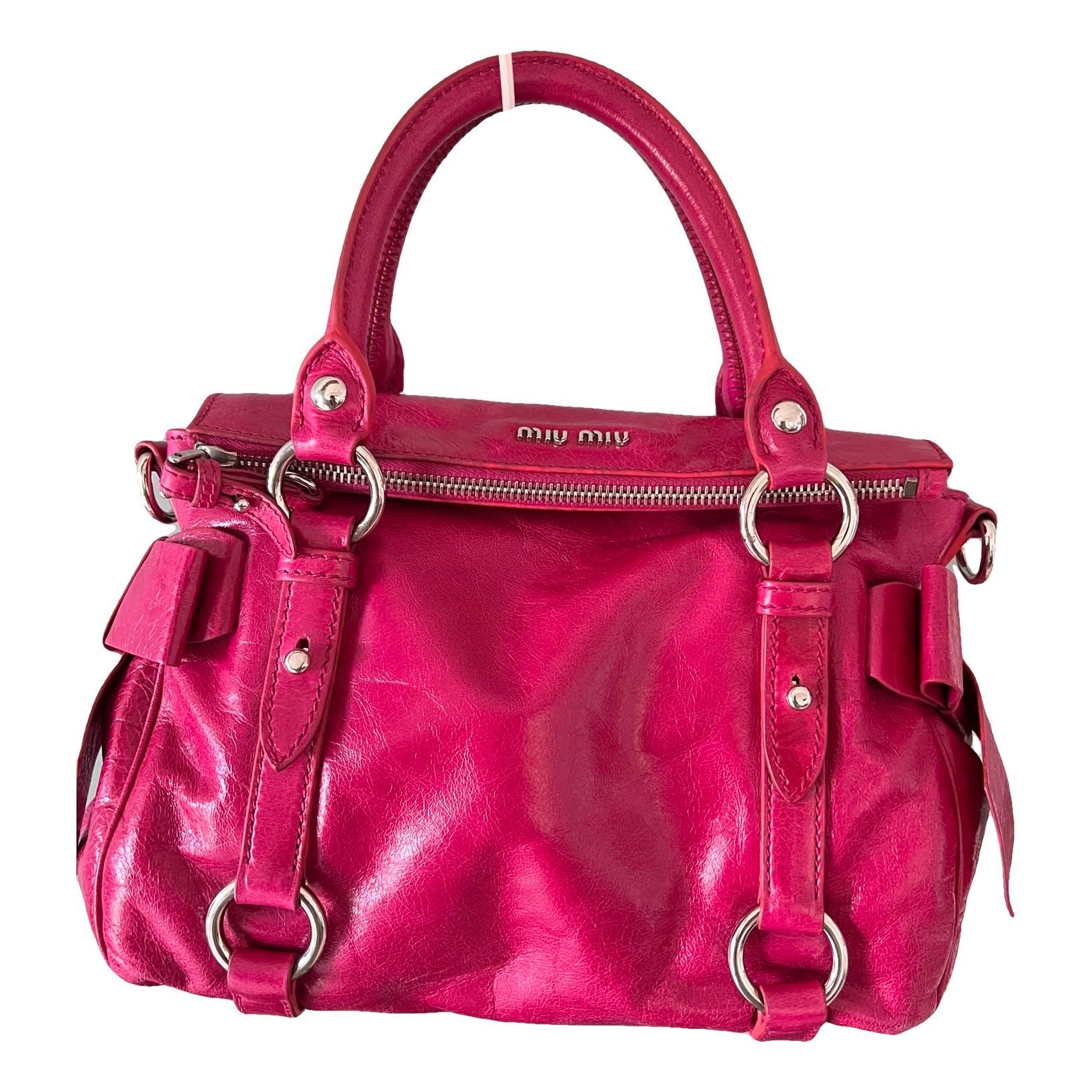 Bow bag leather handbag