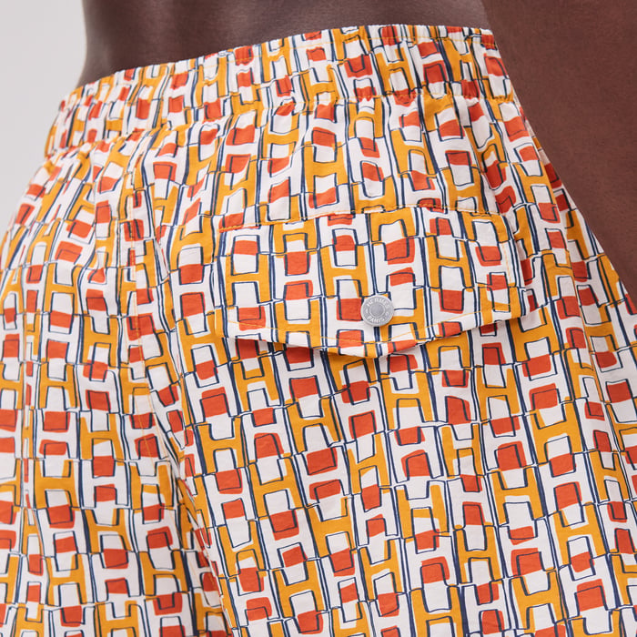Orange Poppy "Quadri'H" Swim Trunks