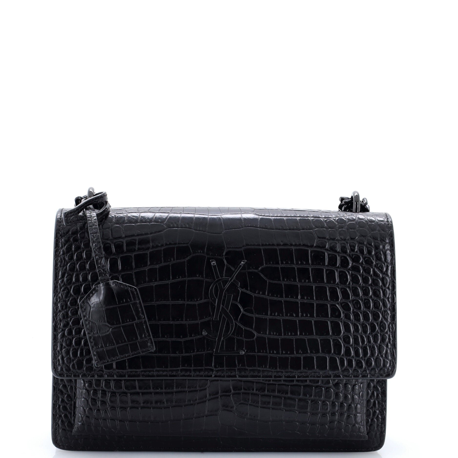 Sunset Crossbody Bag Crocodile Embossed Leather Medium